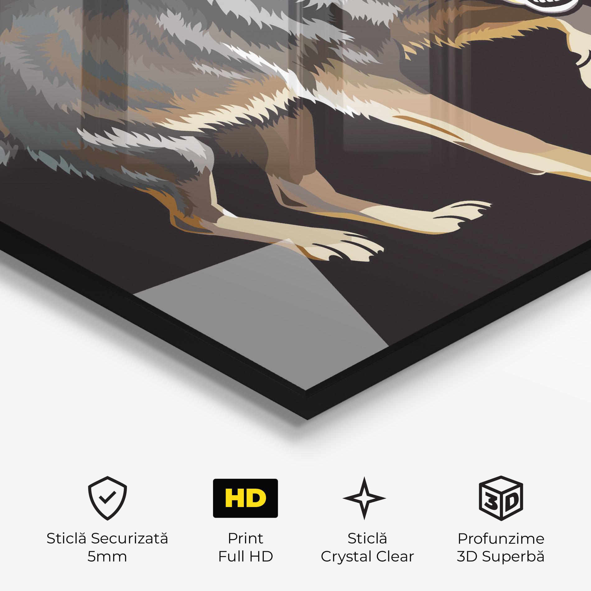 Tablou Sticla Angry Cartoon Wolf mockup 3