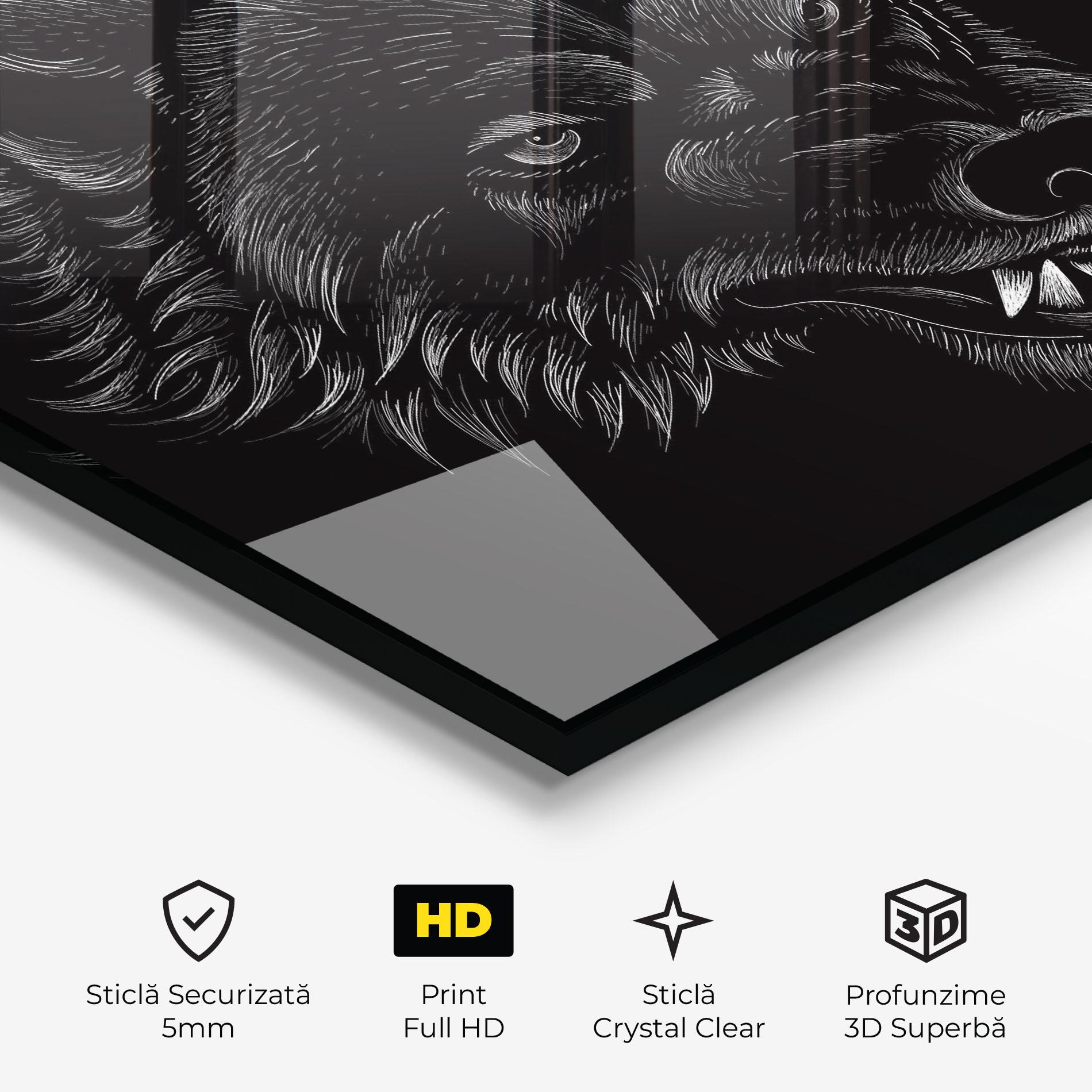 Tablou Sticla Angry Wolf Face mockup 3