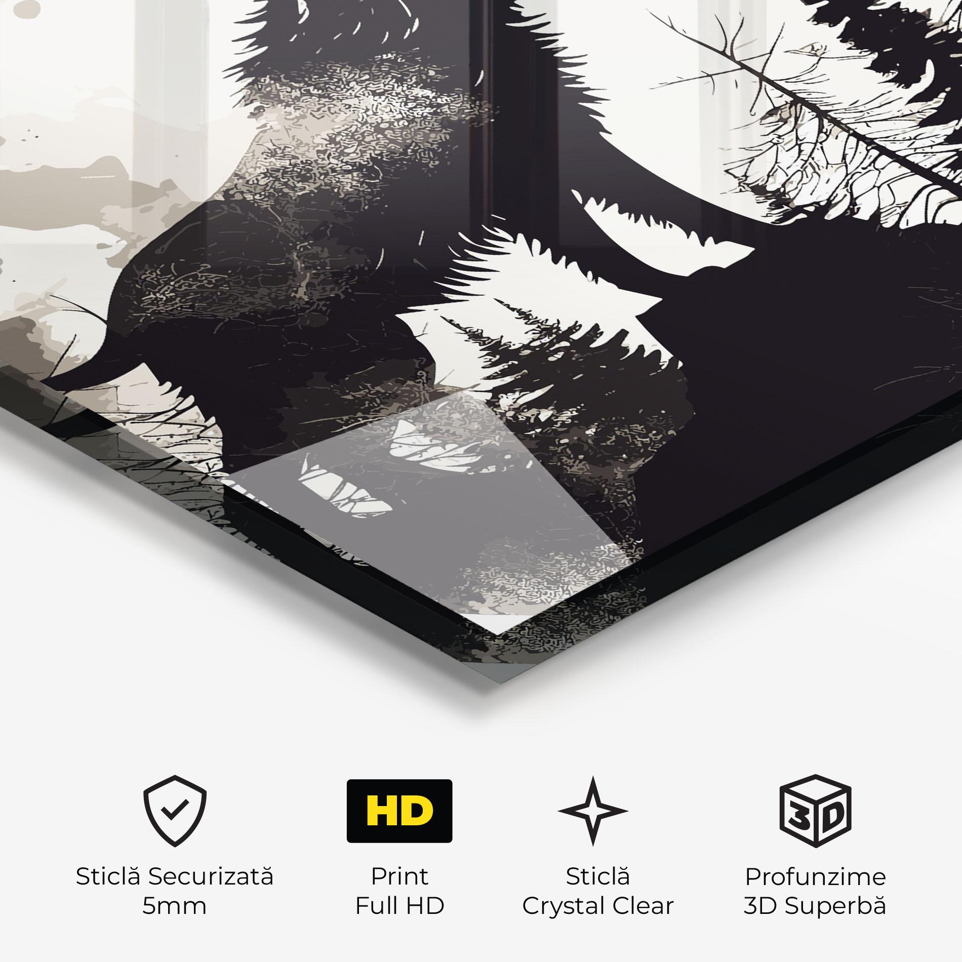 Tablou Sticla Black On Cream Wolf mockup 3