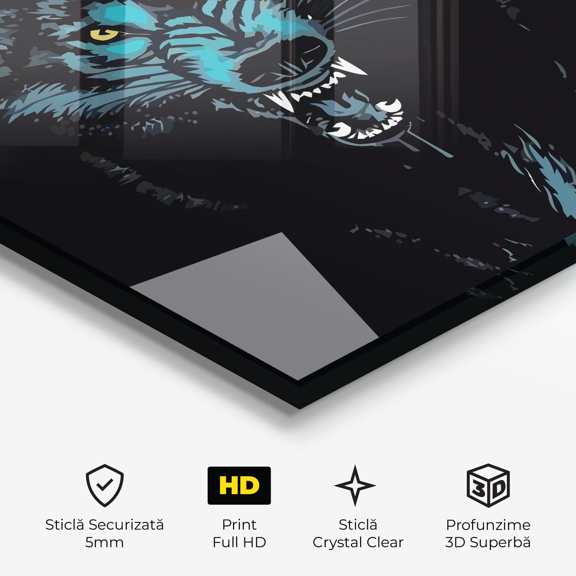Tablou Sticla Blue Wolf mockup 3