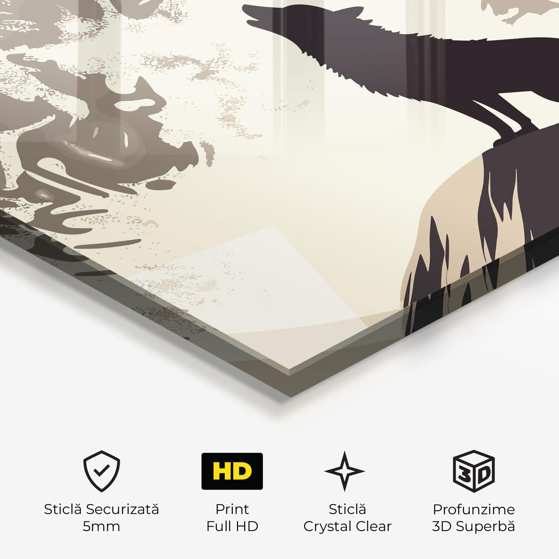 Tablou Sticla Cream Moon Wolf mockup 3