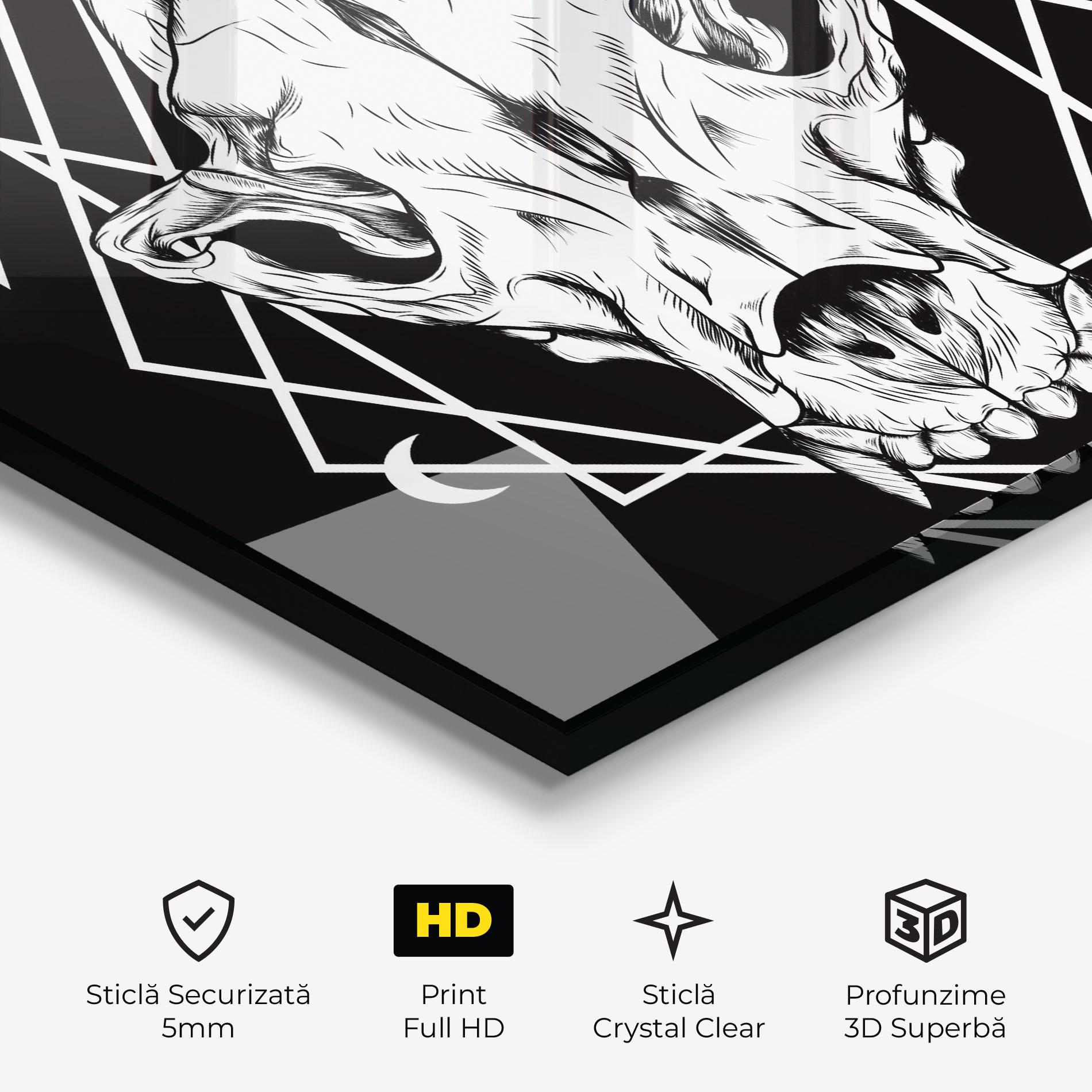 Tablou Sticla Dark Wolf Skull mockup 3