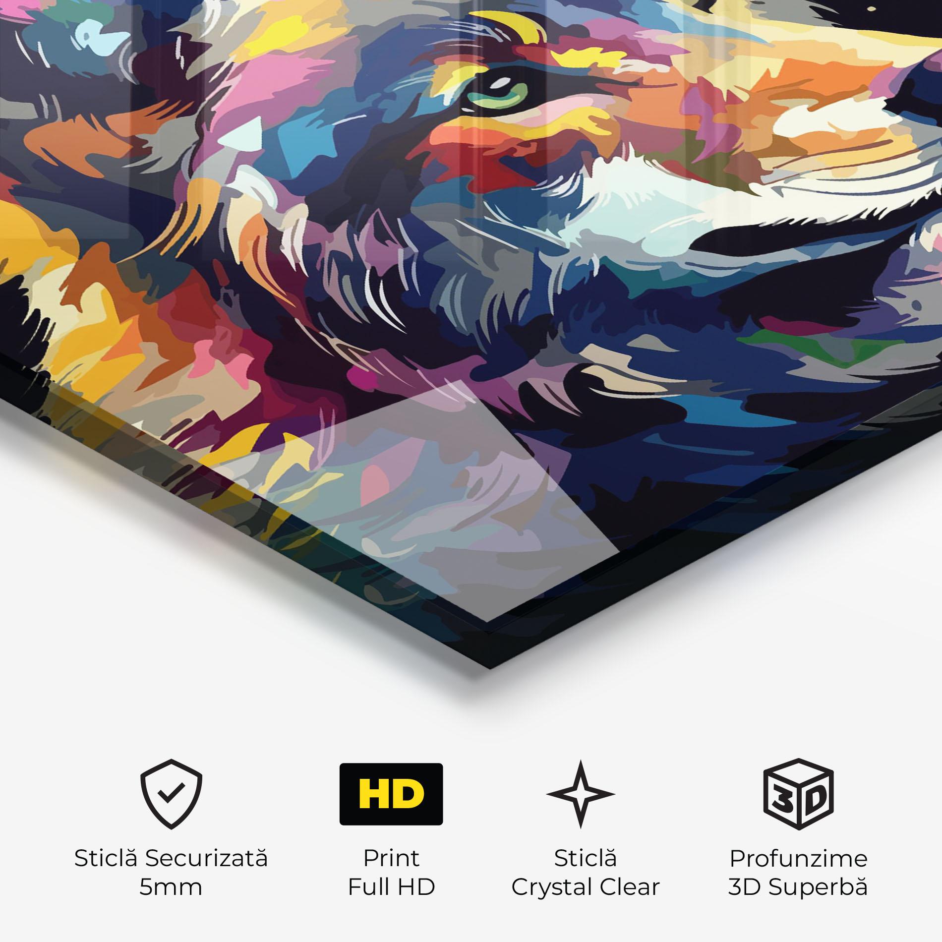 Tablou Sticla Painted Wolf mockup 3