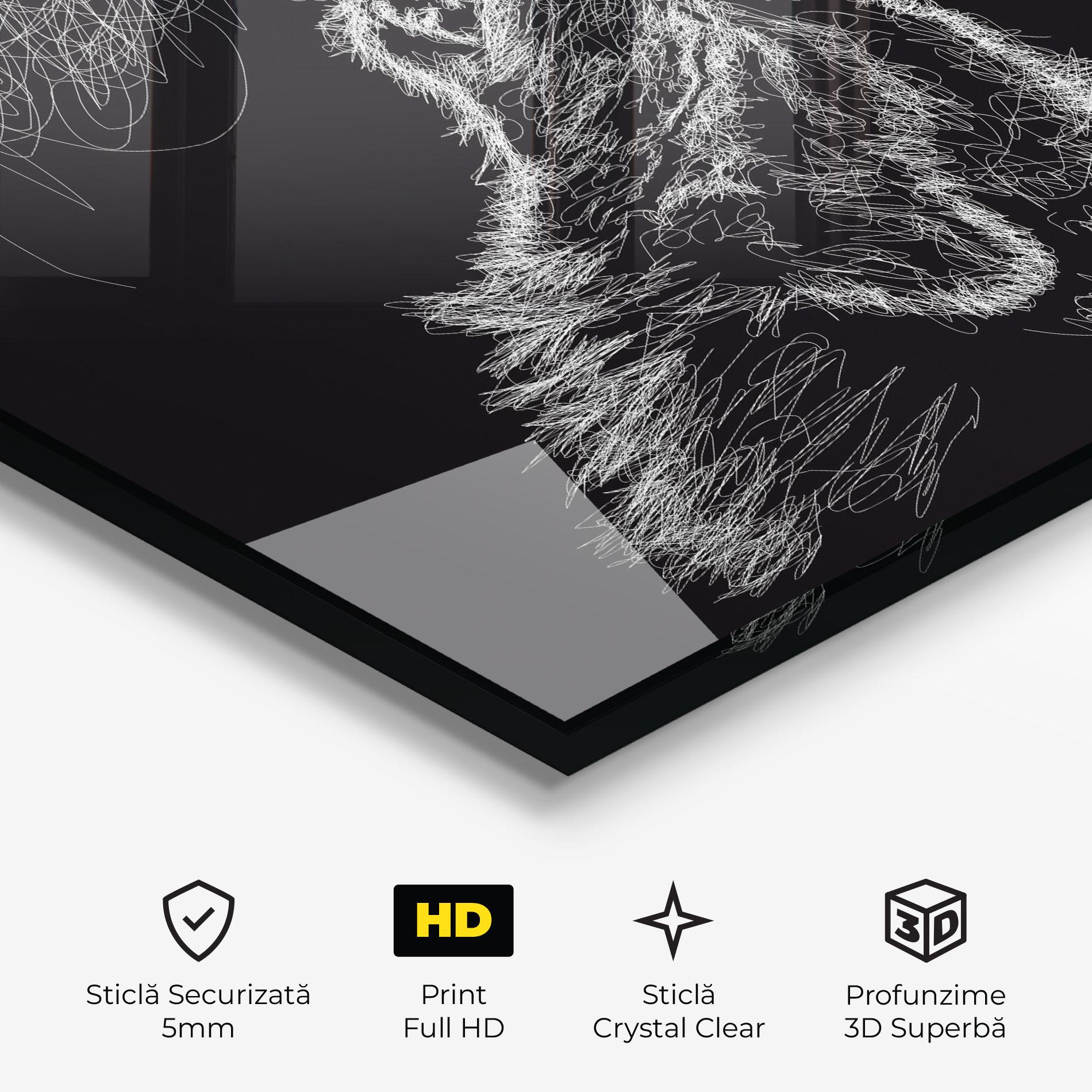 Tablou Sticla Wolf White Line mockup 3