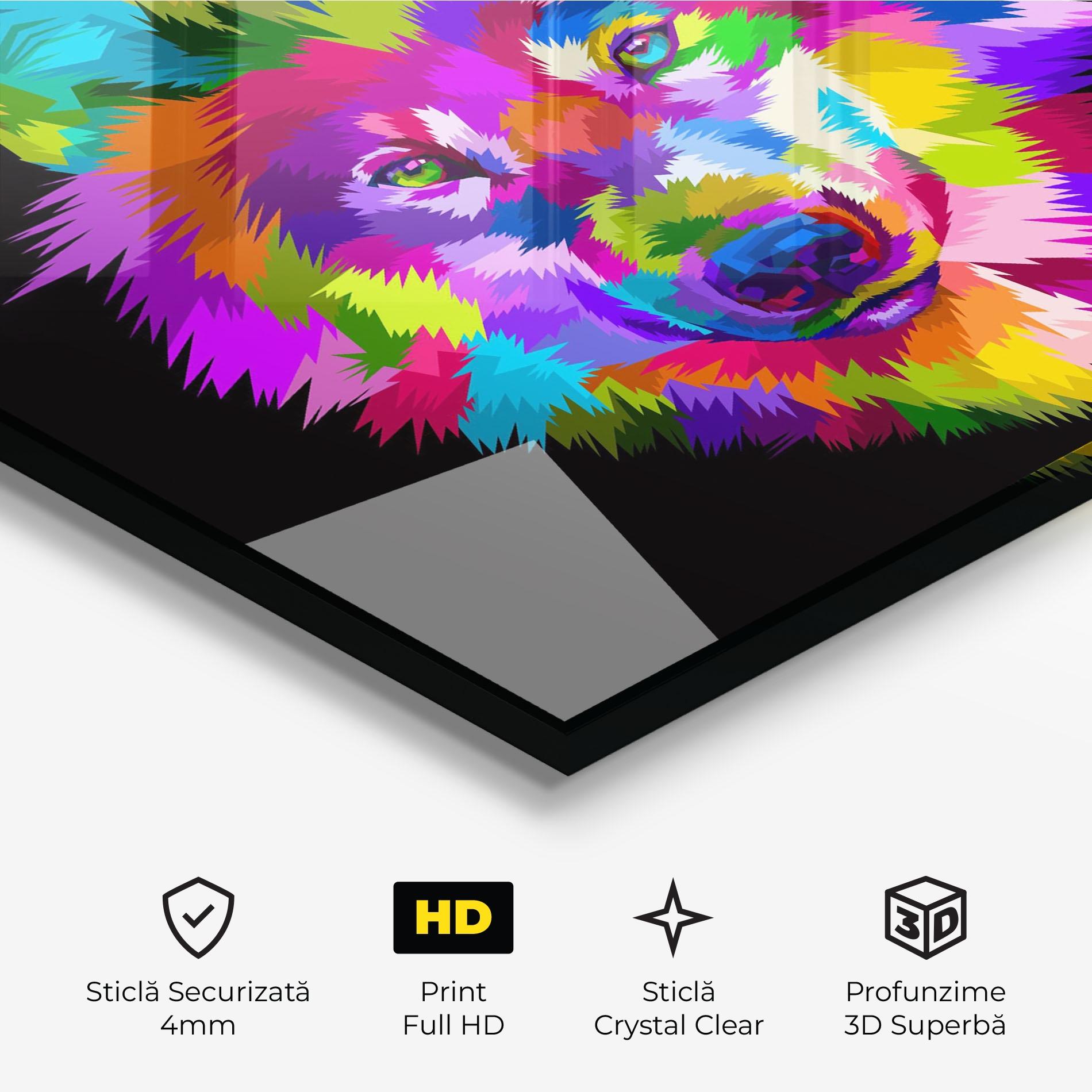 Tablou Sticla Color Mix Wolf mockup 3