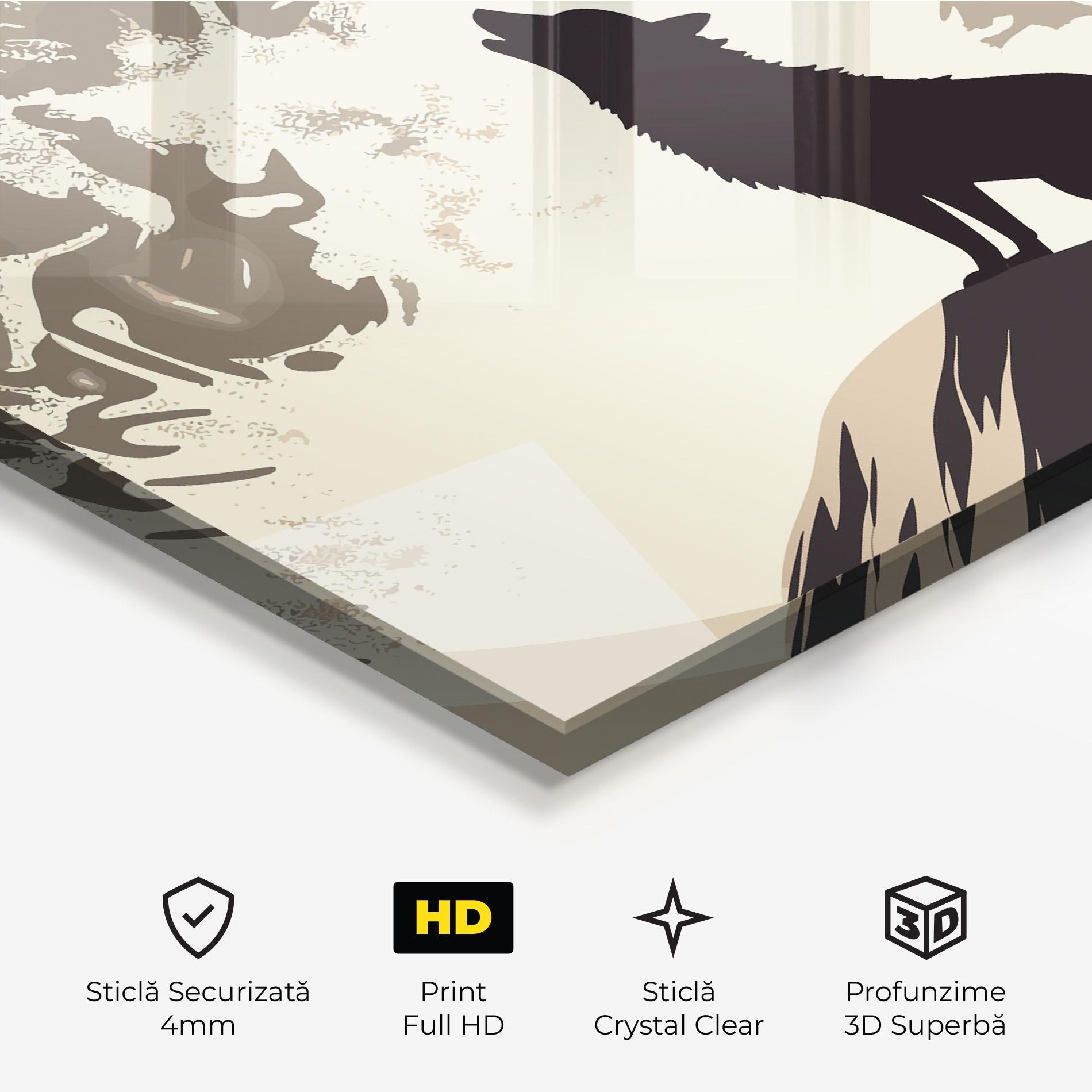 Tablou Sticla Cream Moon Wolf mockup 3