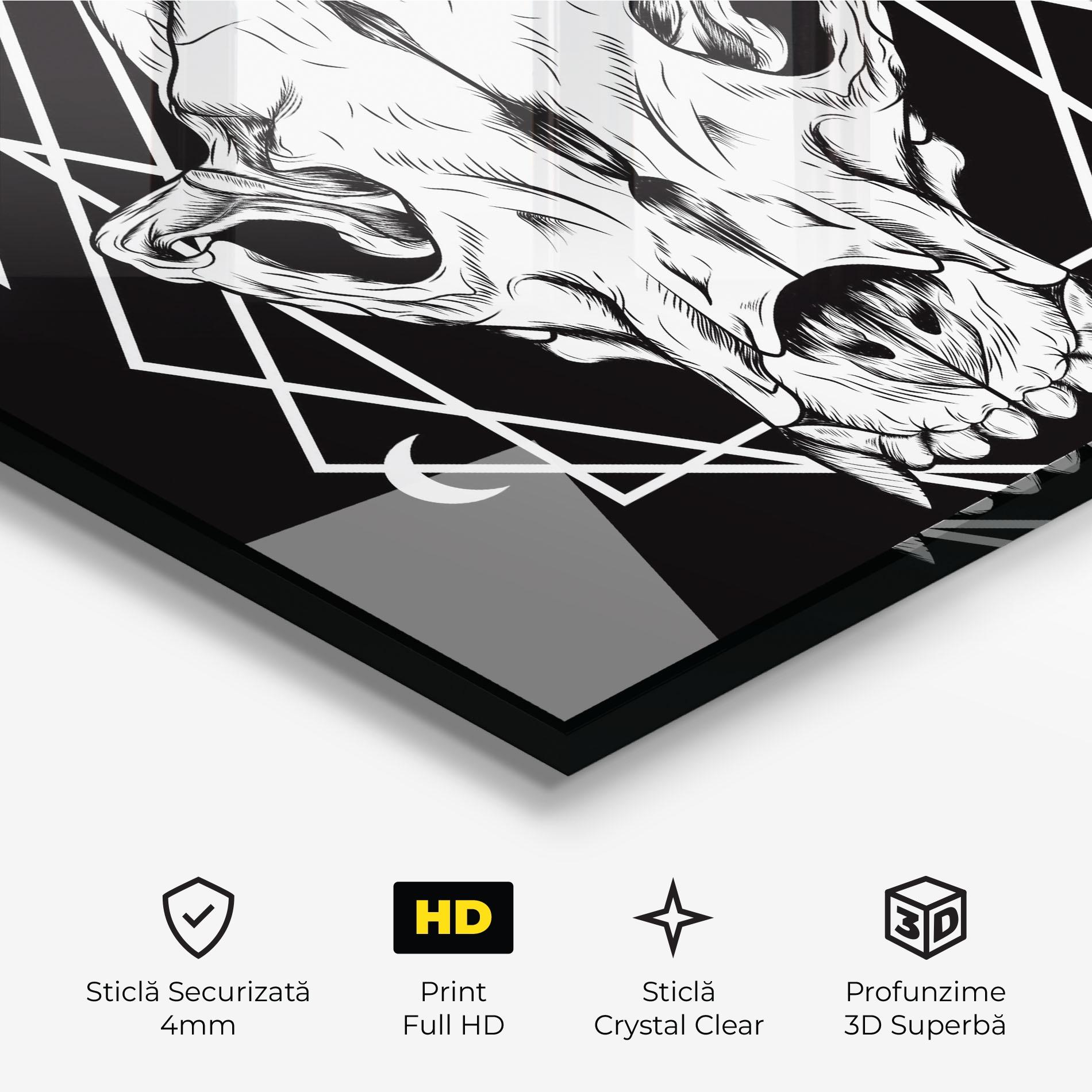 Tablou Sticla Dark Wolf Skull mockup 3