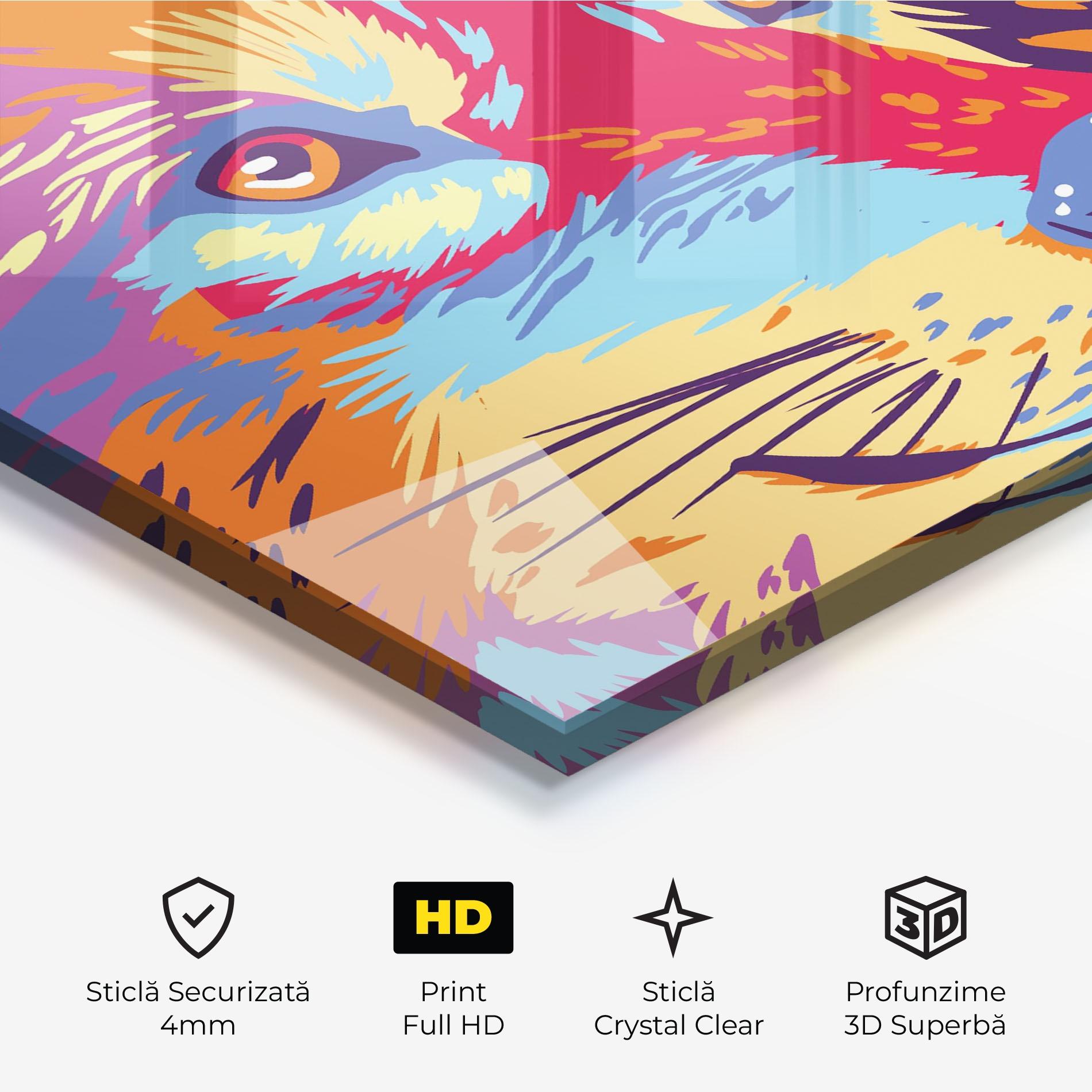 Tablou Sticla Purple Orange Wolf mockup 3