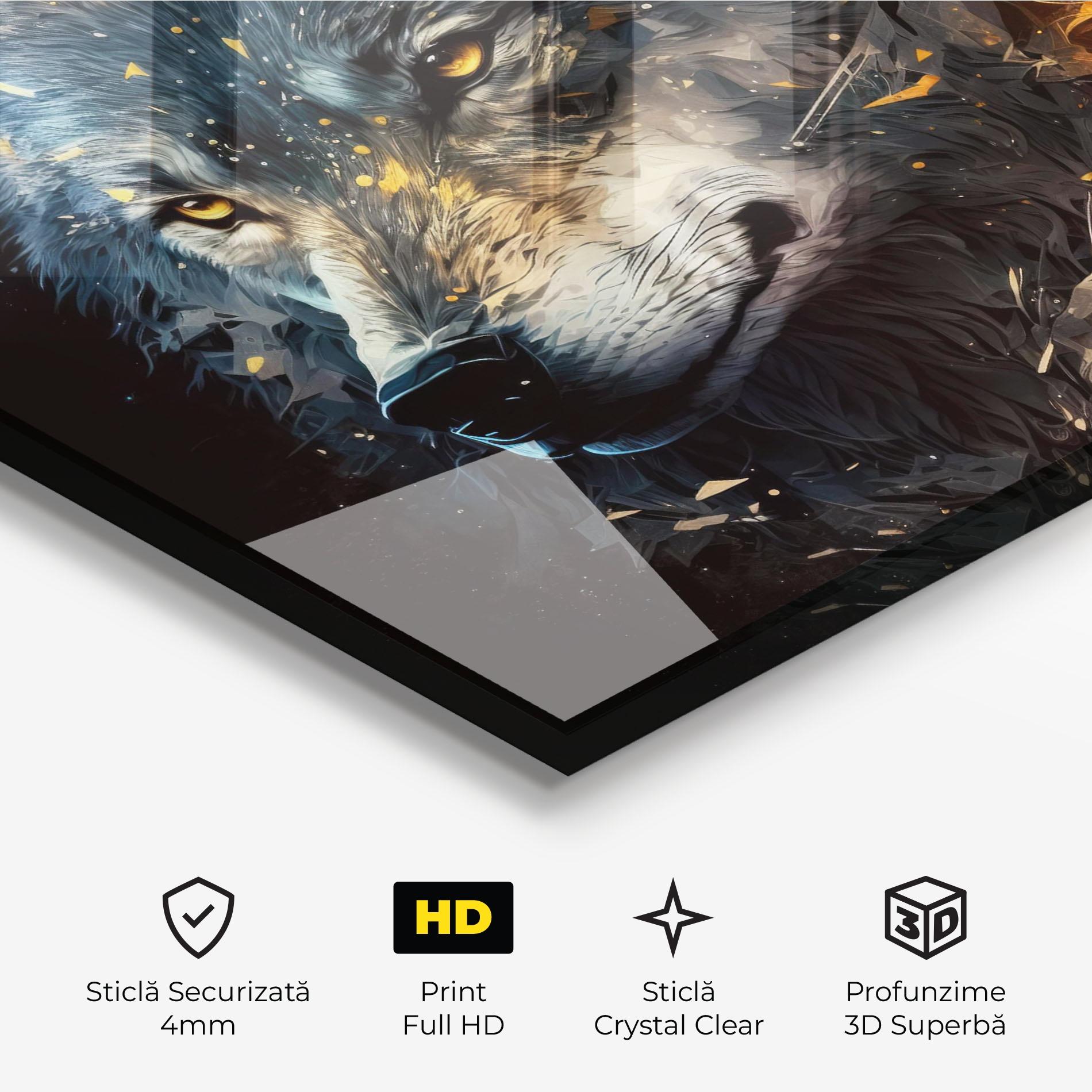 Tablou Sticla Wolf Portrait mockup 3