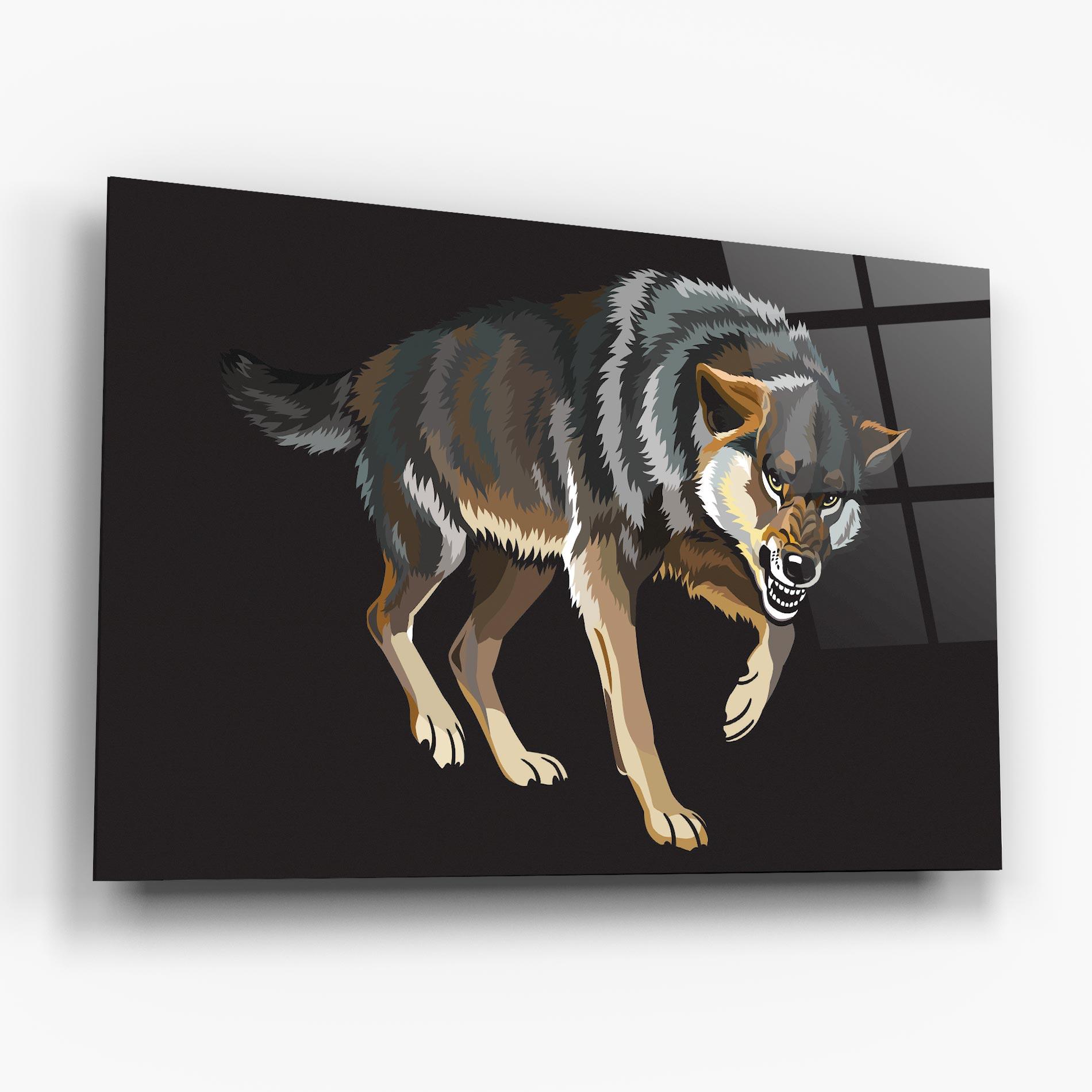 Tablou Sticla Angry Cartoon Wolf mockup 6