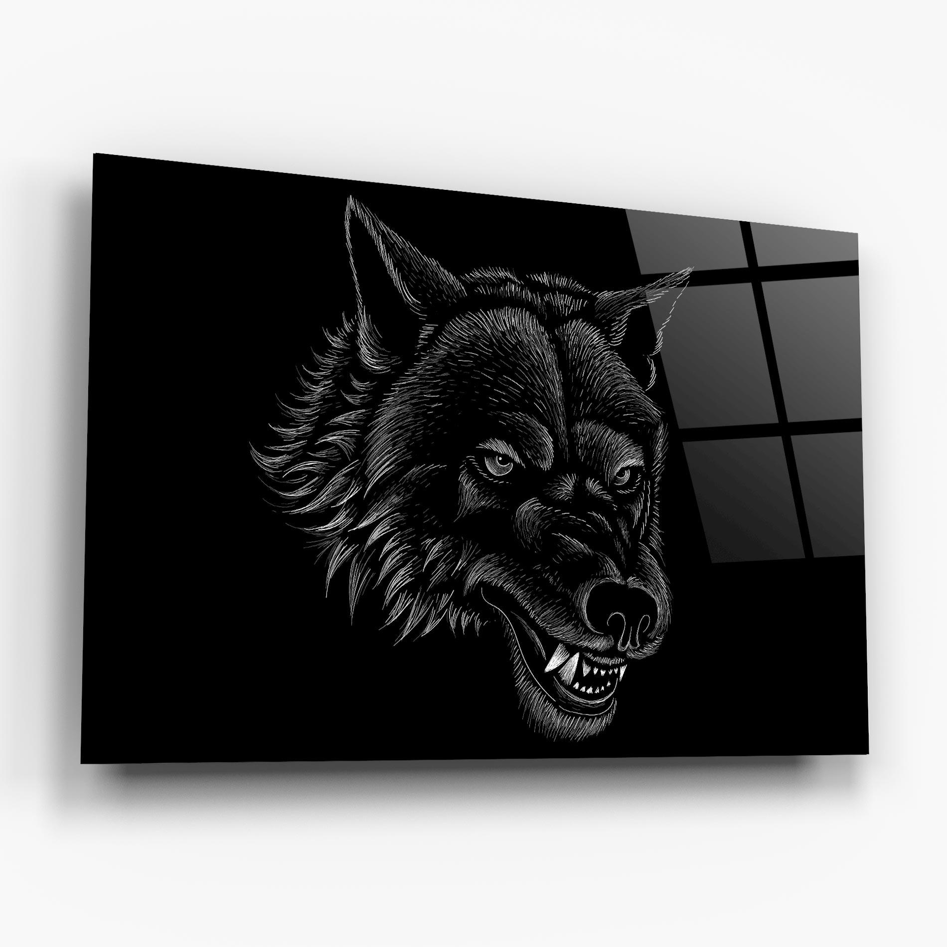 Tablou Sticla Angry Wolf Face mockup 6