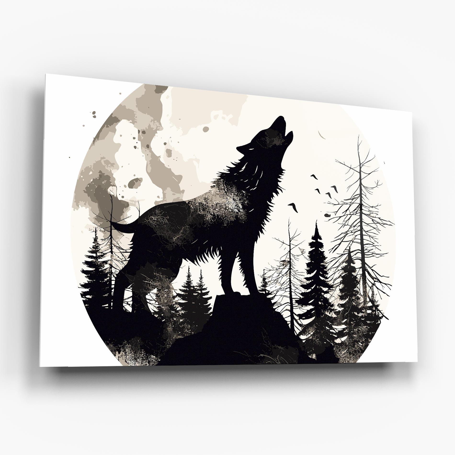 Tablou Sticla Black On Cream Wolf mockup 6