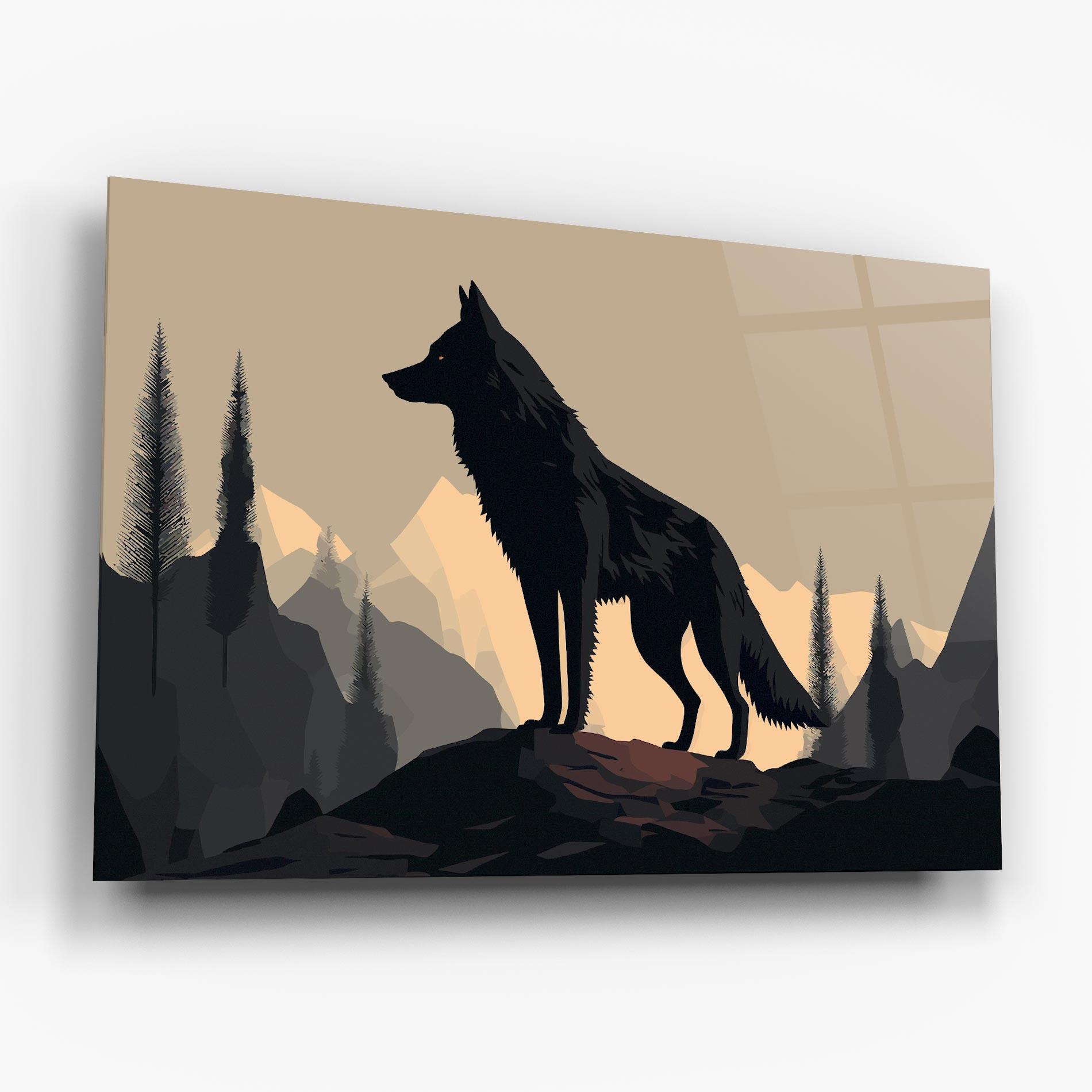 Tablou Sticla Black Wolf mockup 6