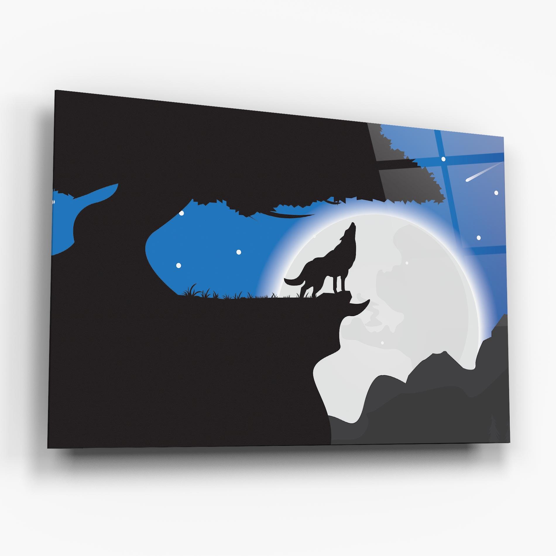 Tablou Sticla Blue Light Wolf mockup 6