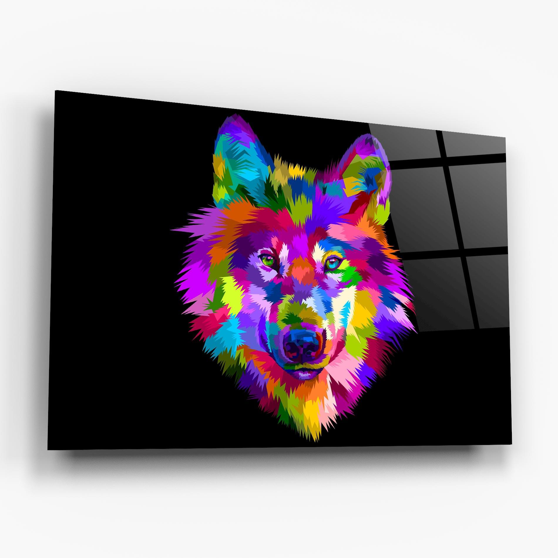 Tablou Sticla Color Mix Wolf mockup 6