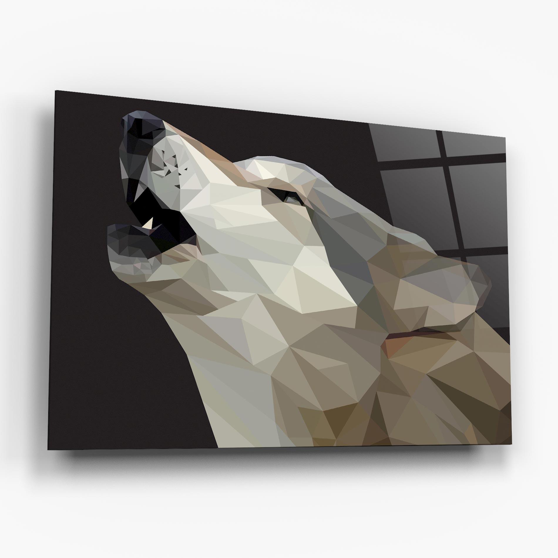 Tablou Sticla Pretty Grey Wolf mockup 6