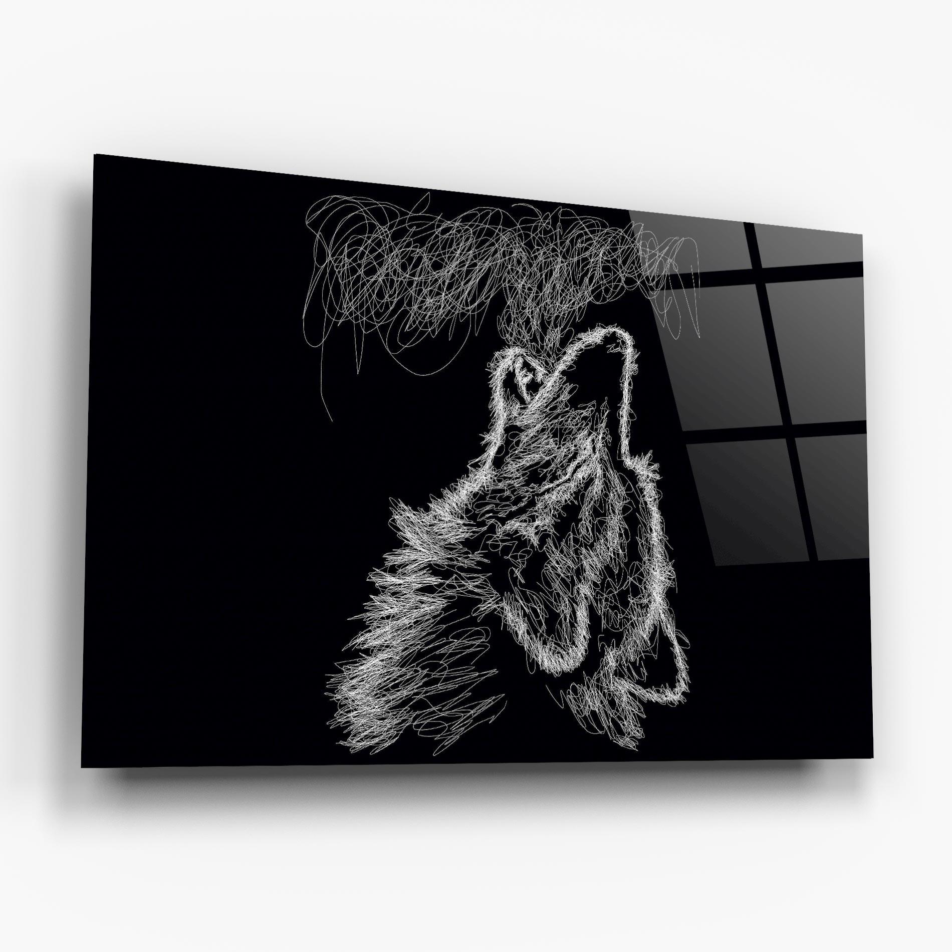 Tablou Sticla Wolf White Line mockup 6