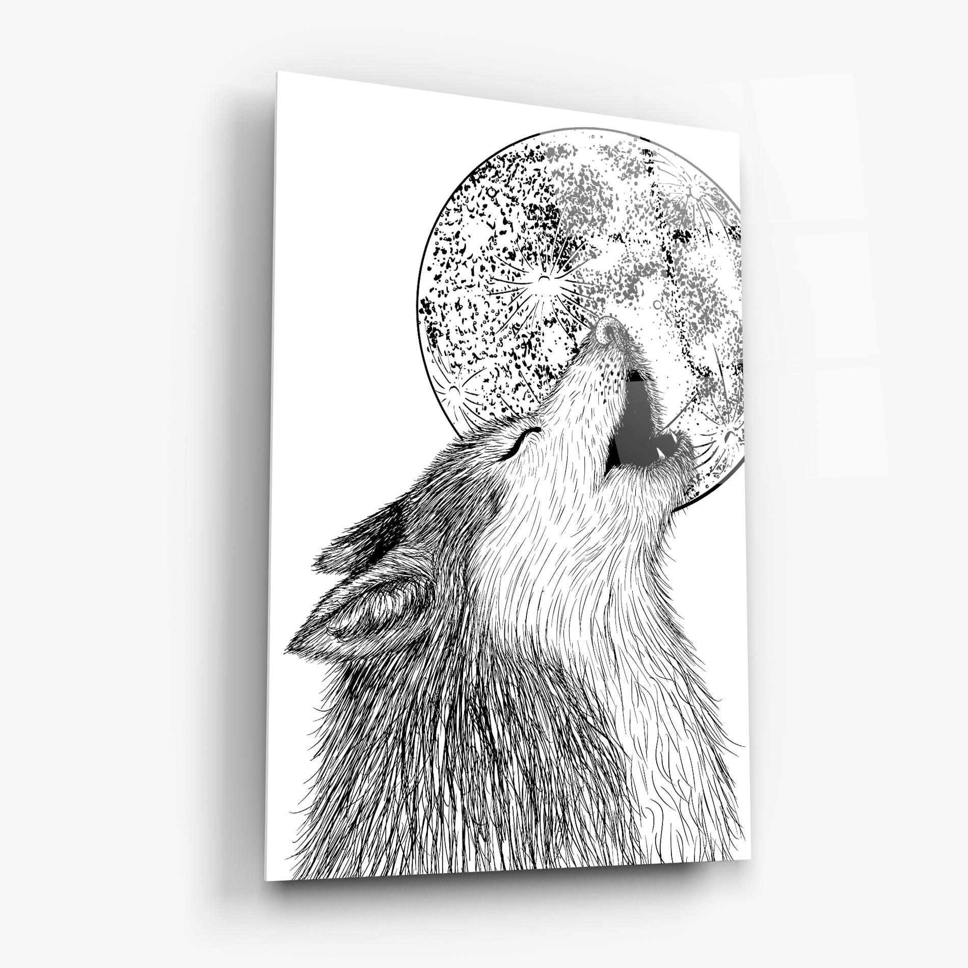 Tablou Sticla Pretty Moon Wolf mockup 6