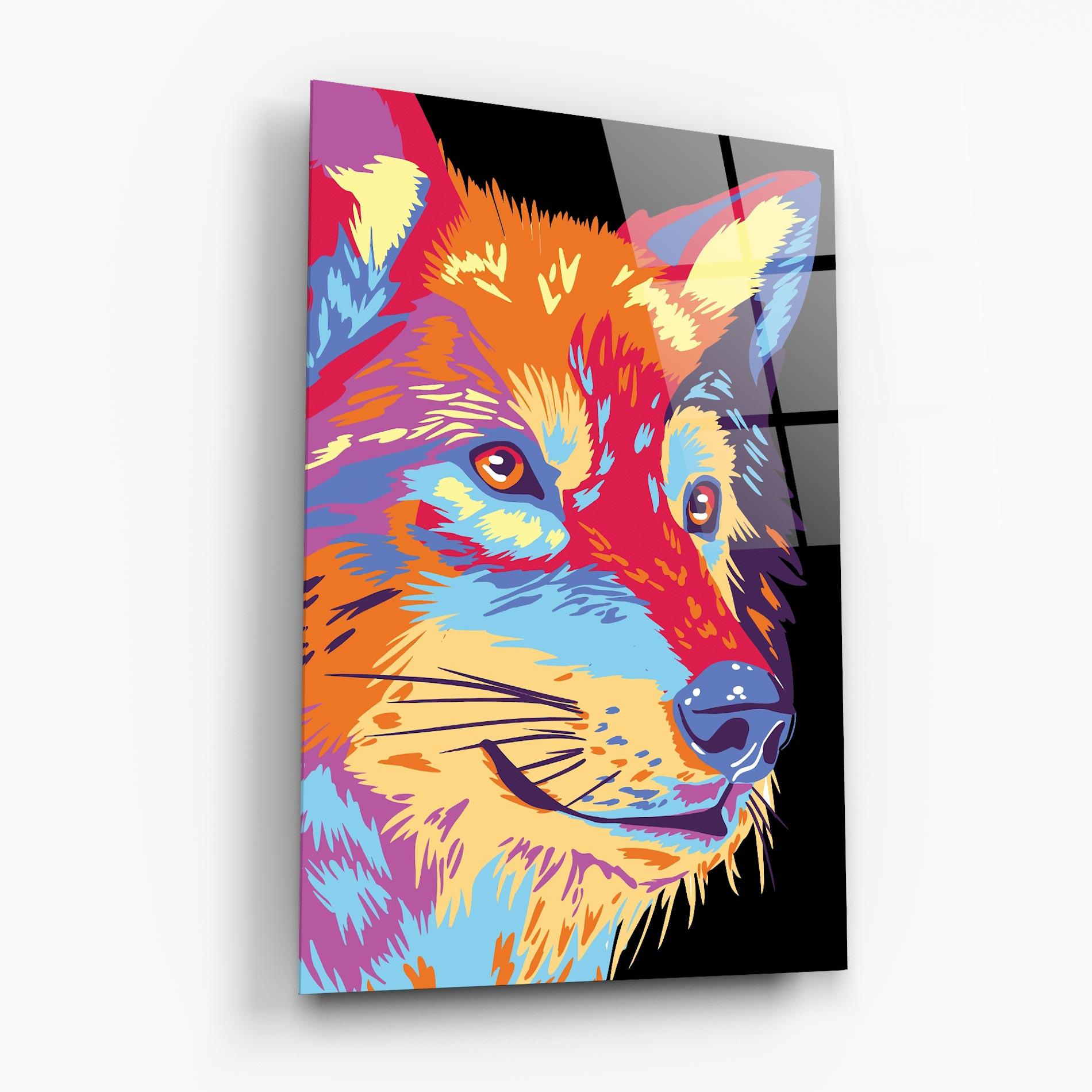 Tablou Sticla Purple Orange Wolf mockup 6