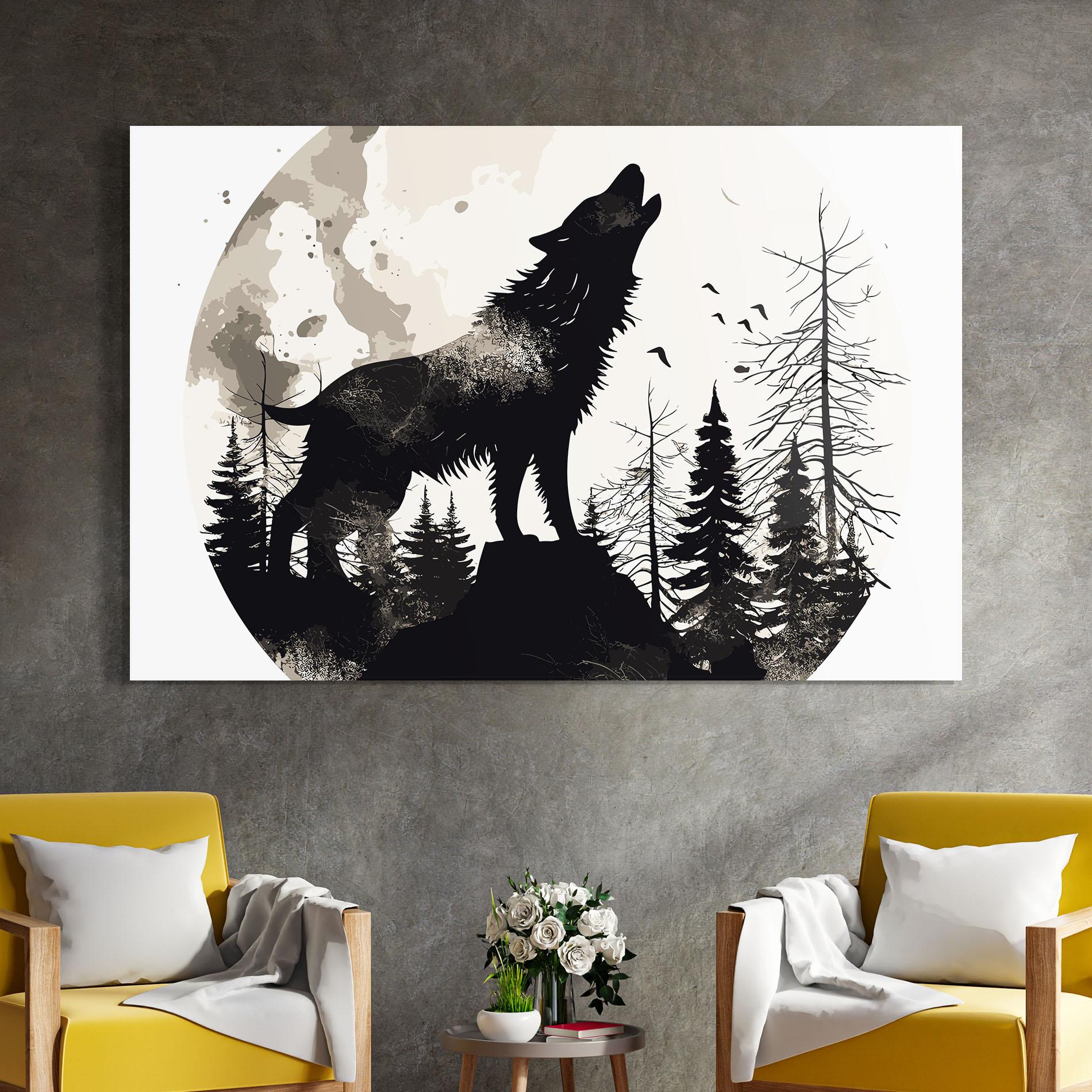 Tablou Sticla Black On Cream Wolf mockup 4