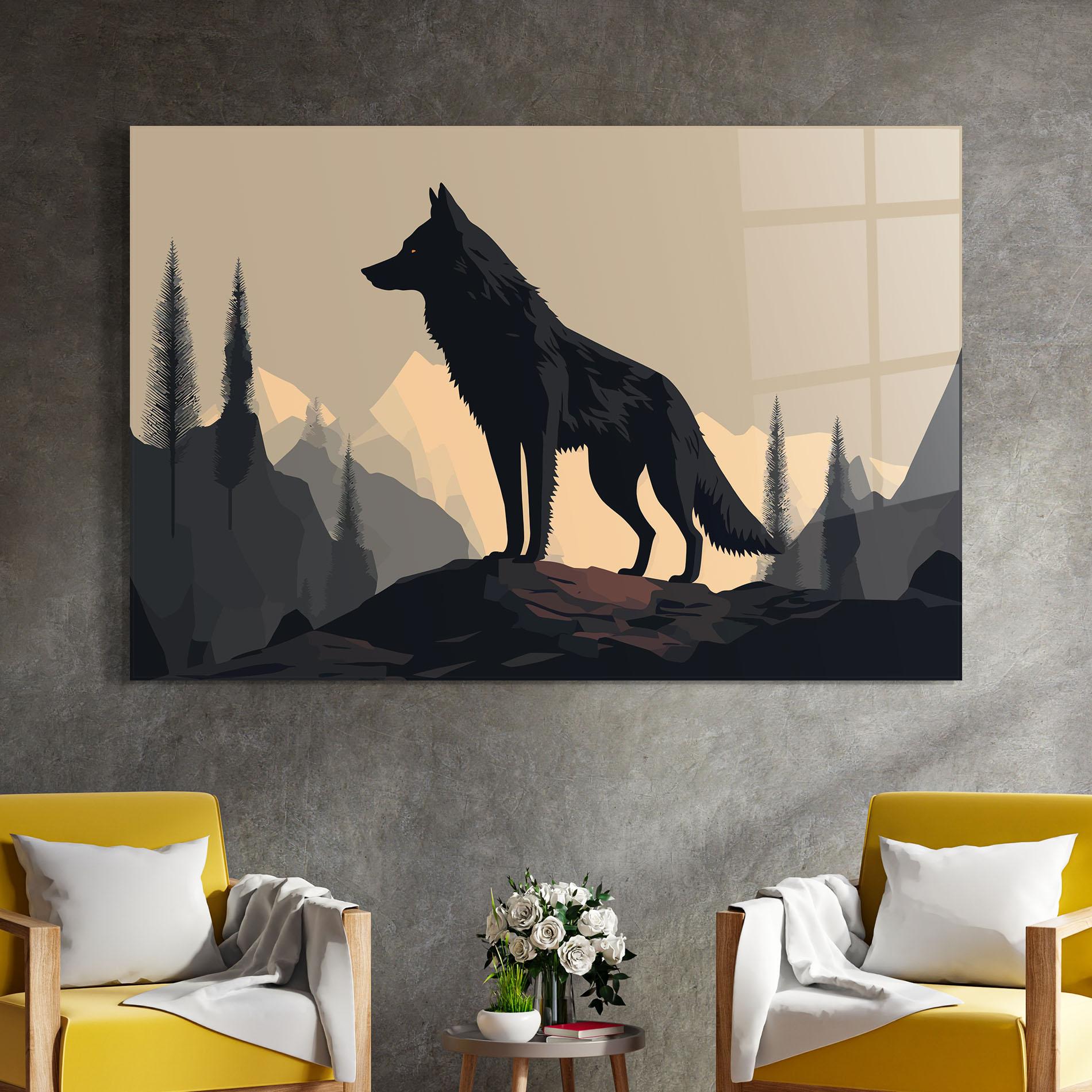 Tablou Sticla Black Wolf mockup 4