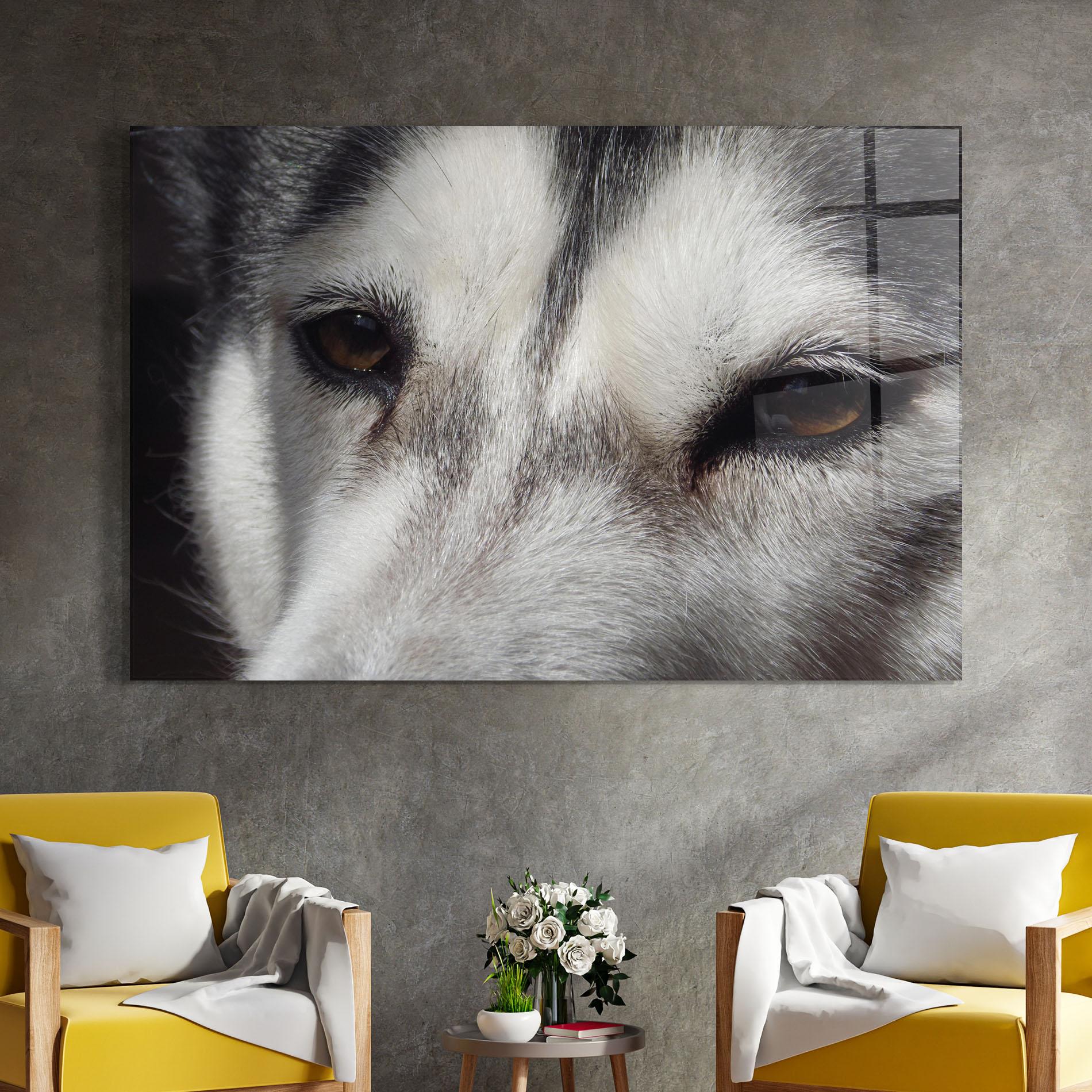 Tablou Sticla Close Up Wolf mockup 4