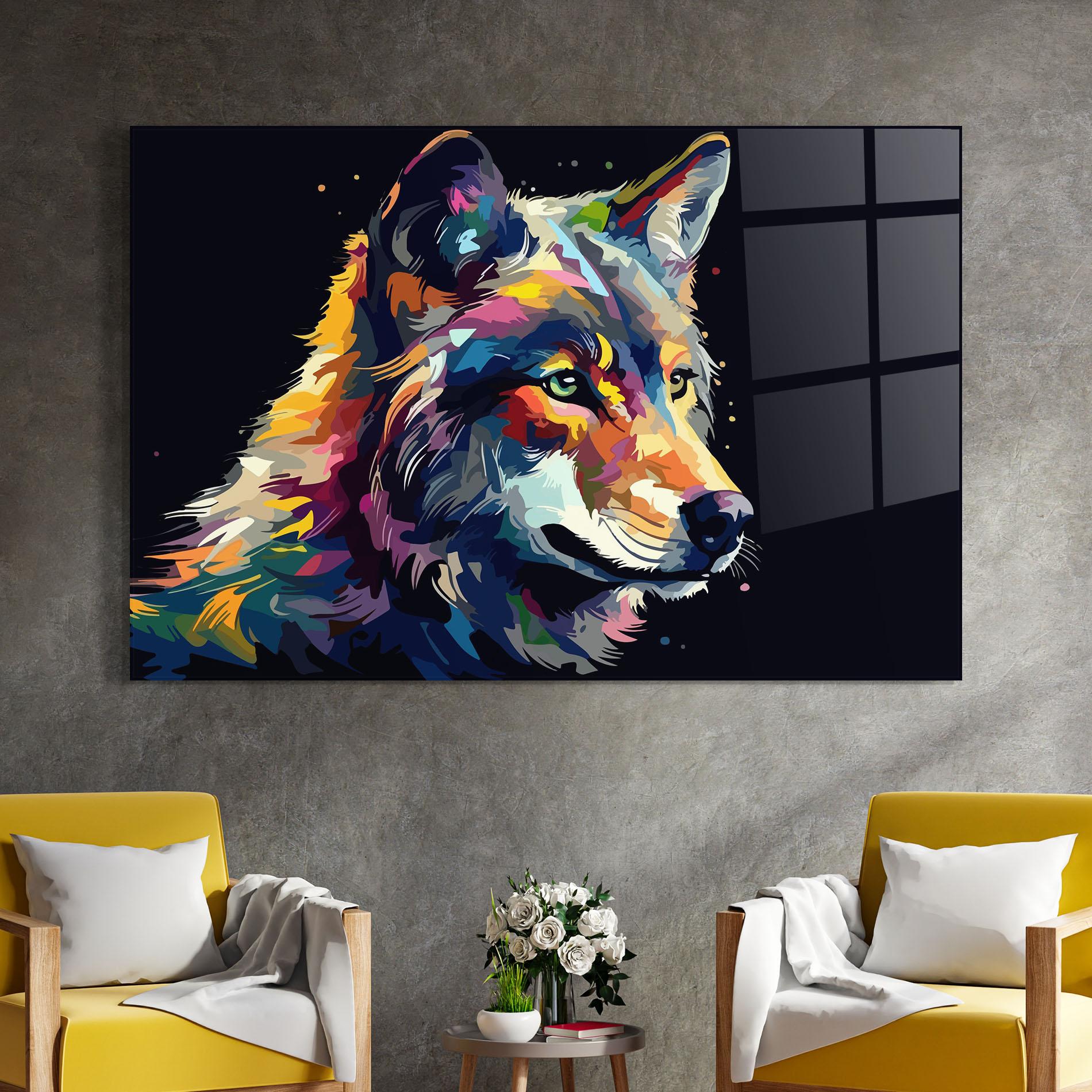 Tablou Sticla Painted Wolf mockup 4