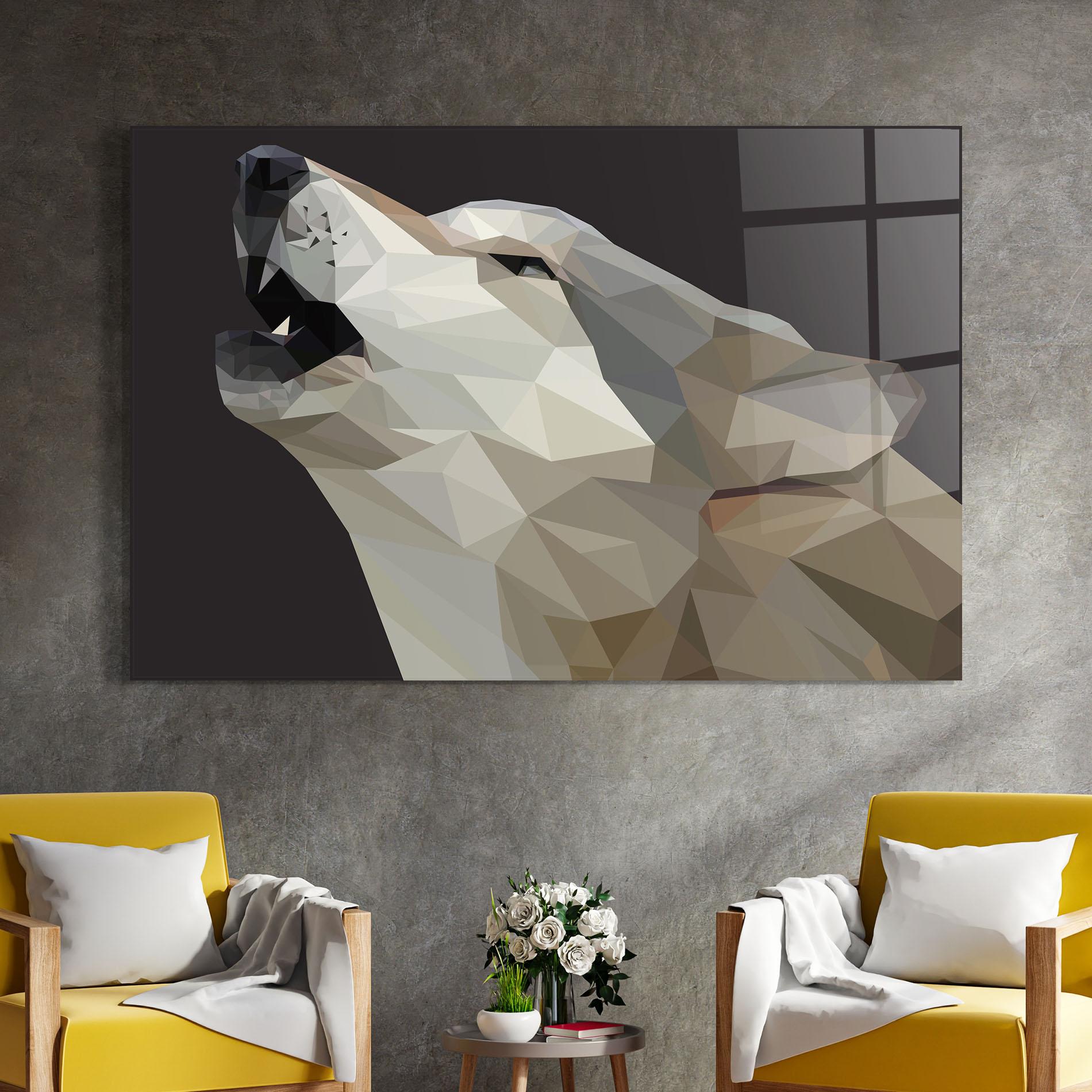 Tablou Sticla Pretty Grey Wolf mockup 4