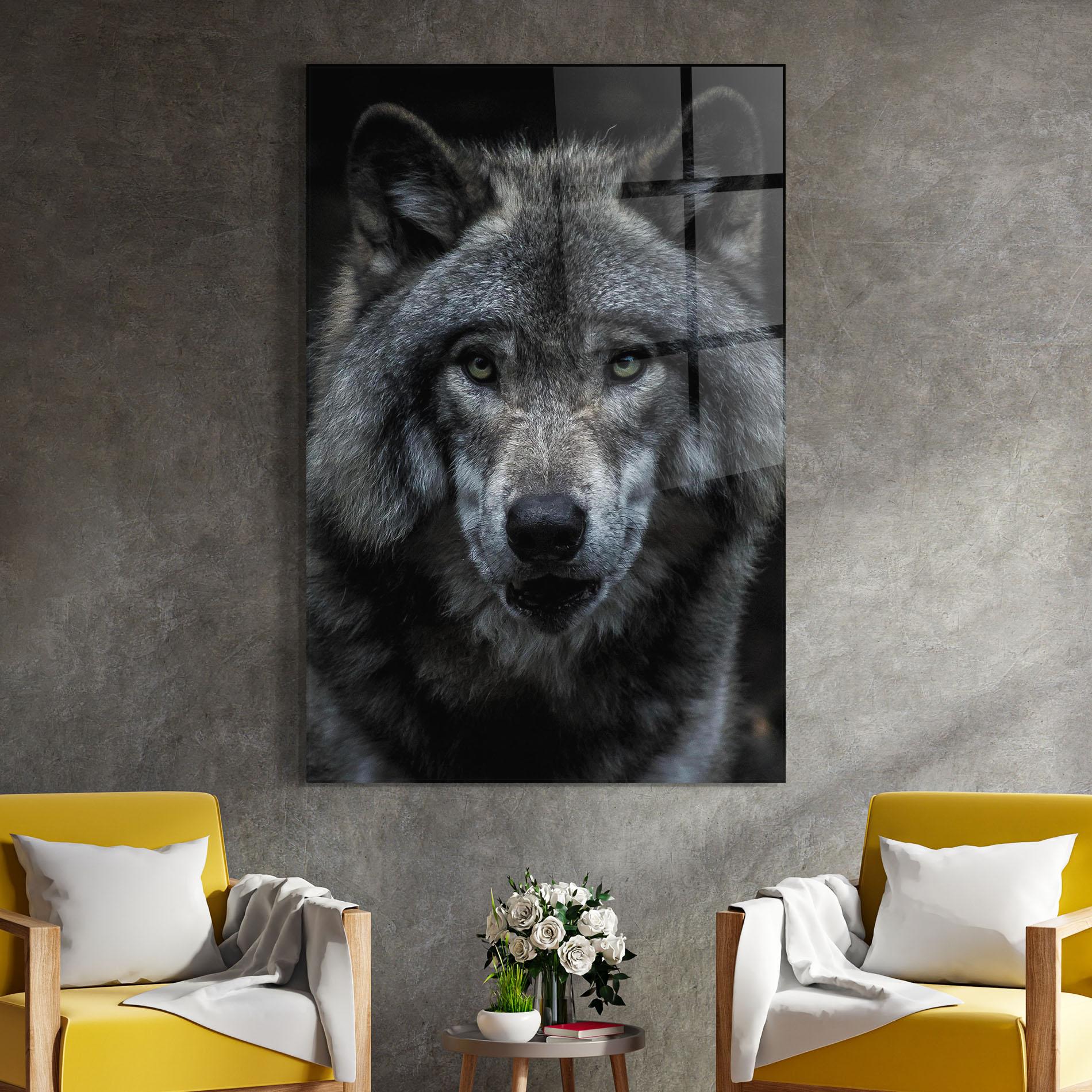 Tablou Sticla Angry Wolf mockup 4