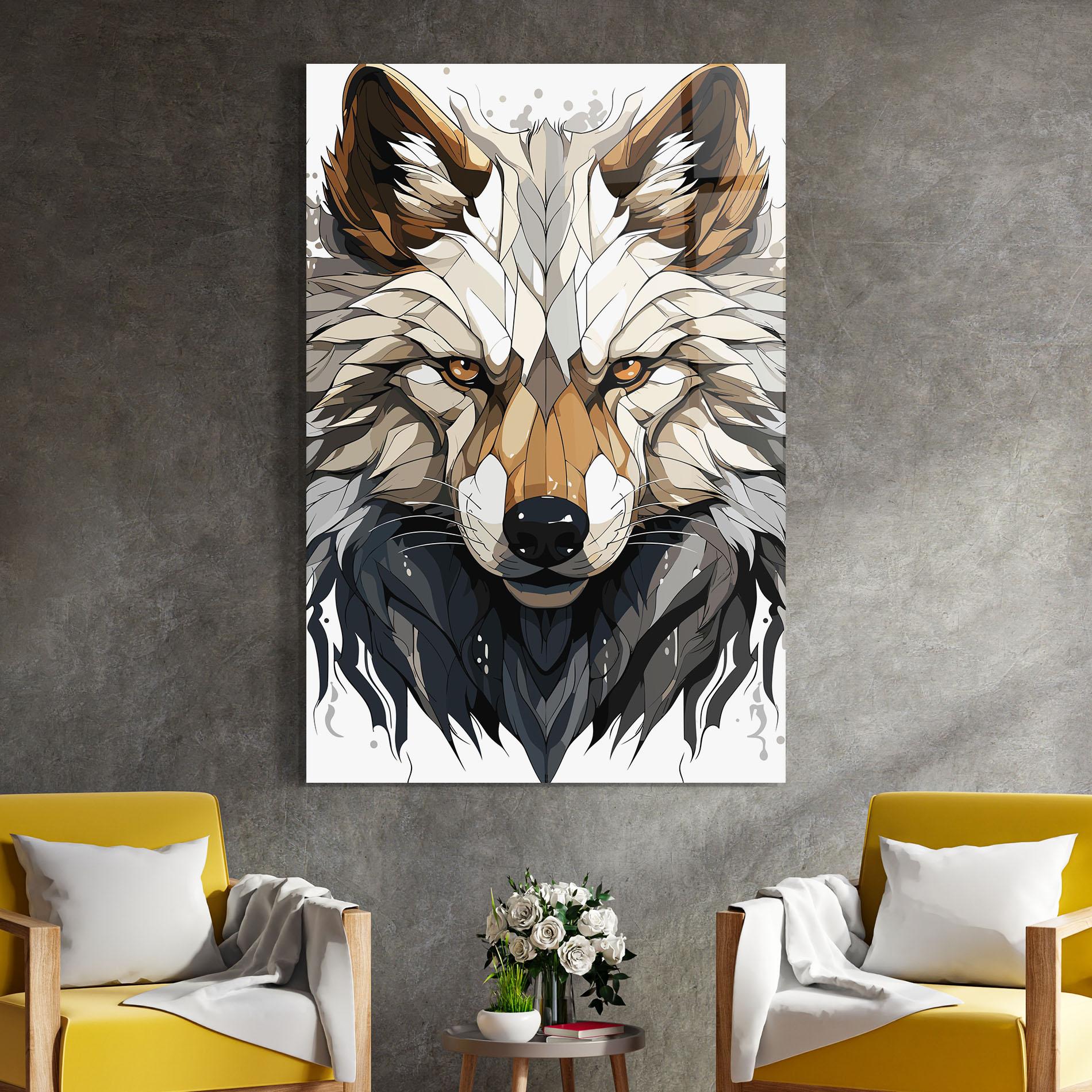 Tablou Sticla Brown Wolf mockup 4