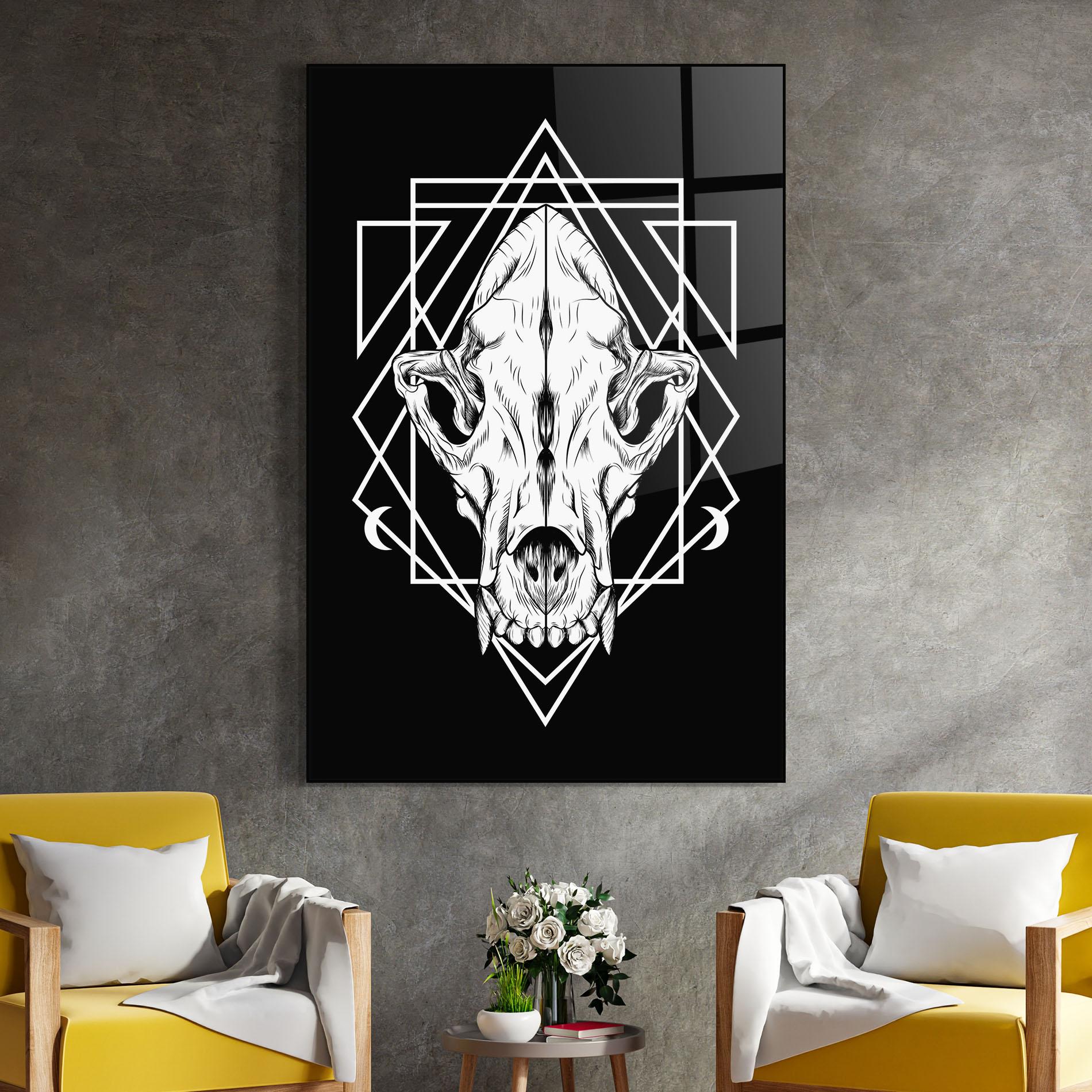 Tablou Sticla Dark Wolf Skull mockup 4