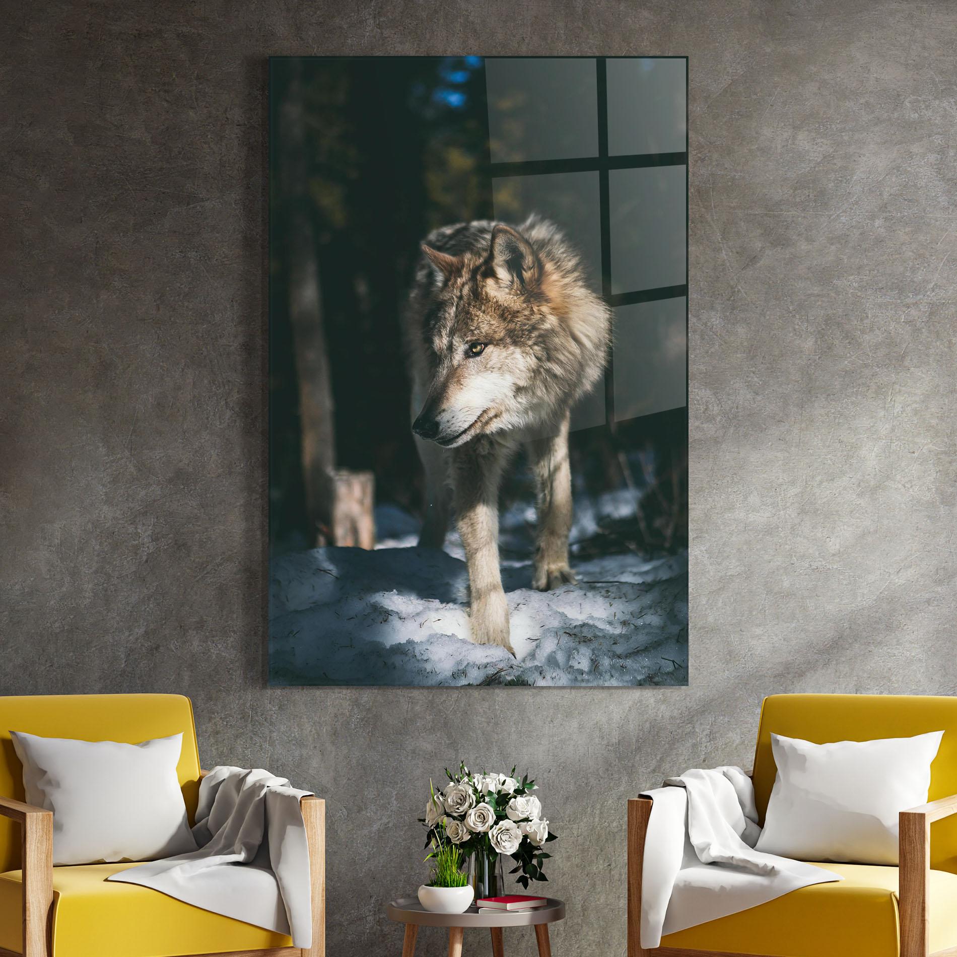 Tablou Sticla Forest Wolf mockup 4