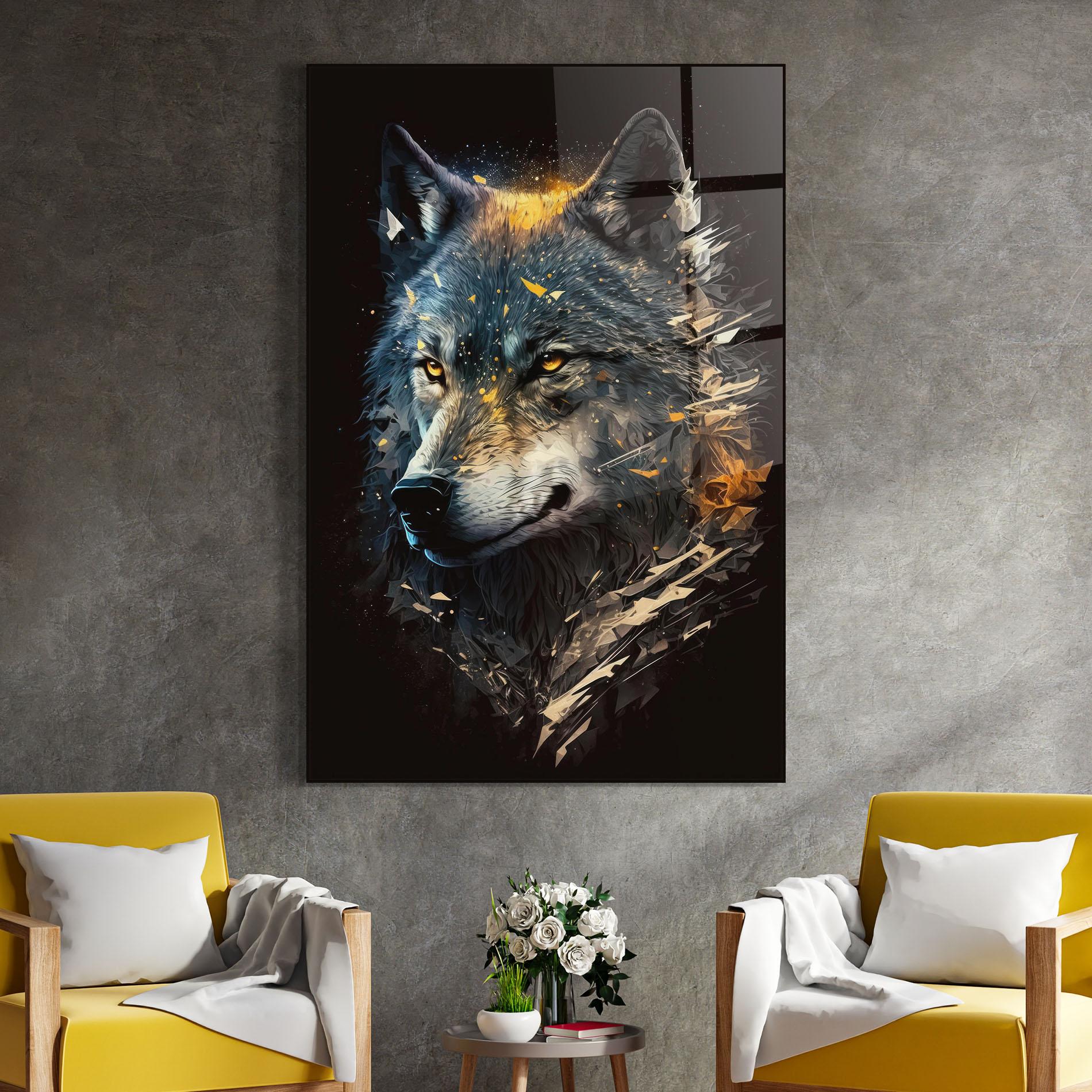 Tablou Sticla Wolf Portrait mockup 4