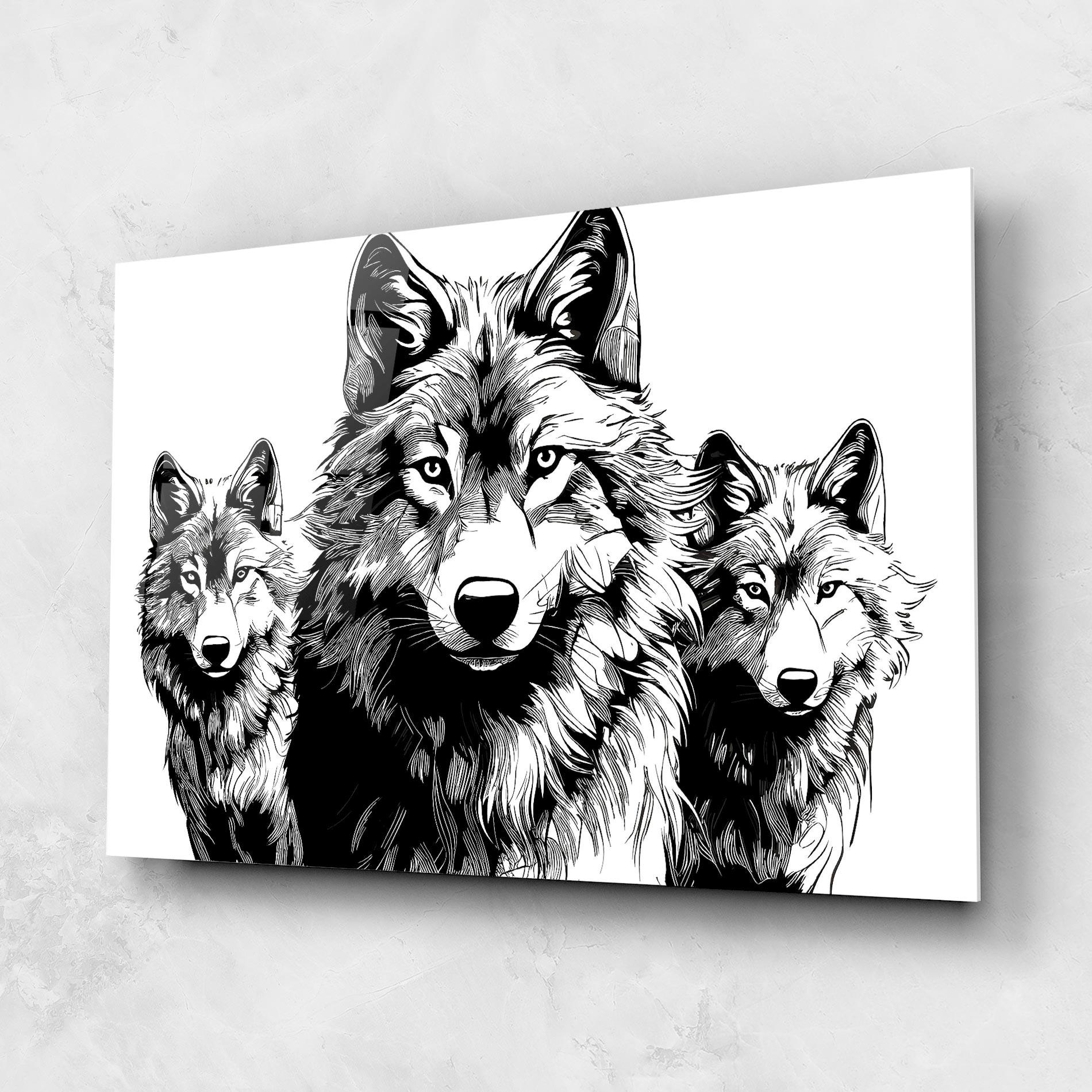 Tablou Sticla 3 Wolves mockup 1