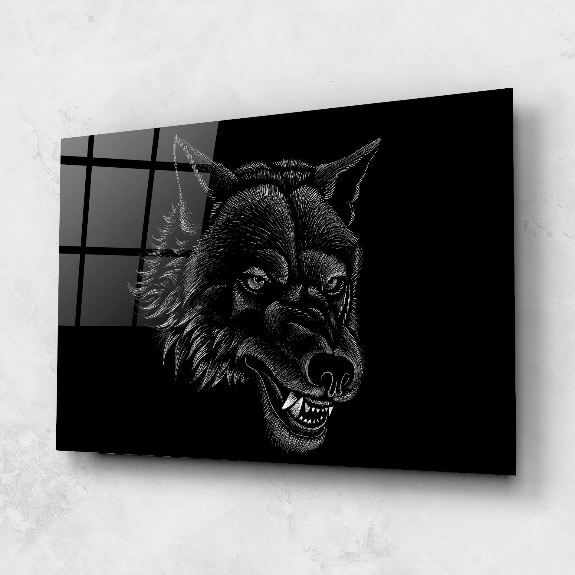 Tablou Sticla Angry Wolf Face mockup 1