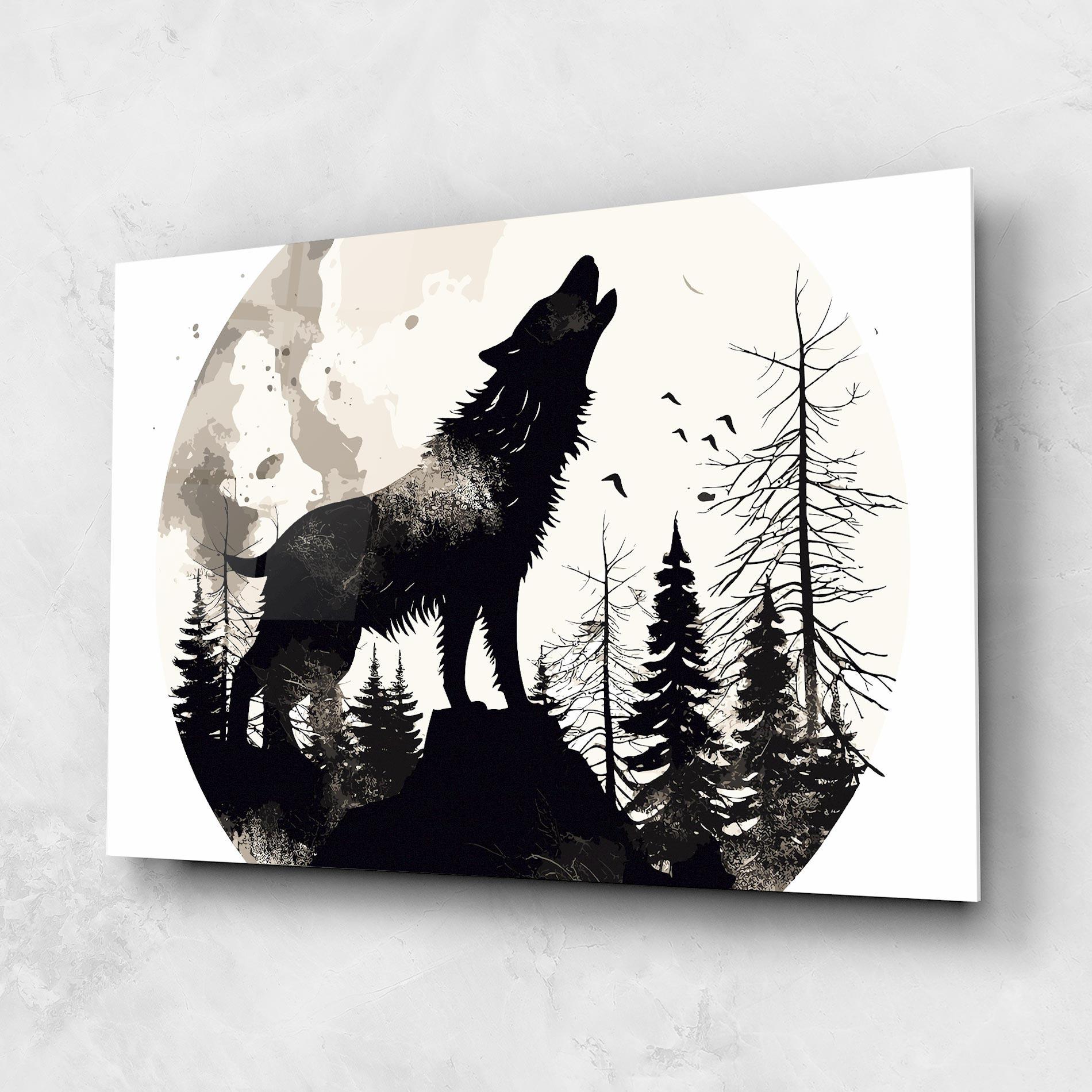 Tablou Sticla Black On Cream Wolf mockup 1