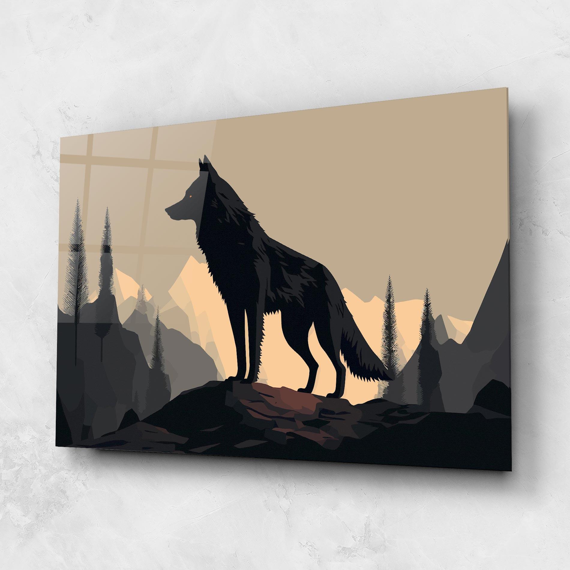 Tablou Sticla Black Wolf mockup 1