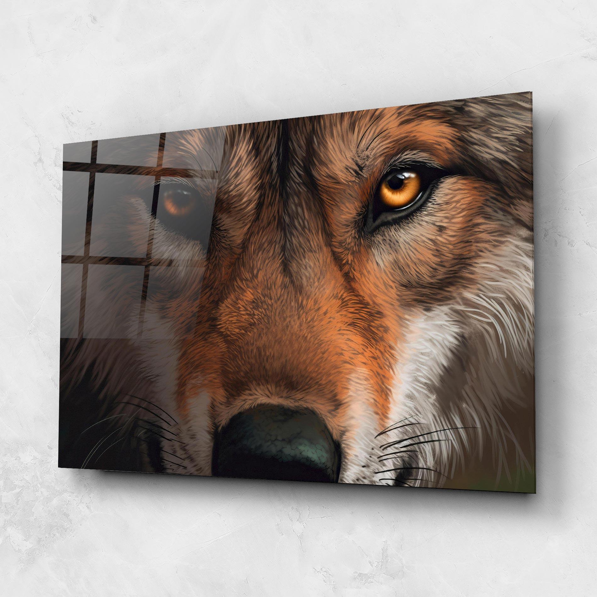 Tablou Sticla Close Up Wolf Eyes mockup 1