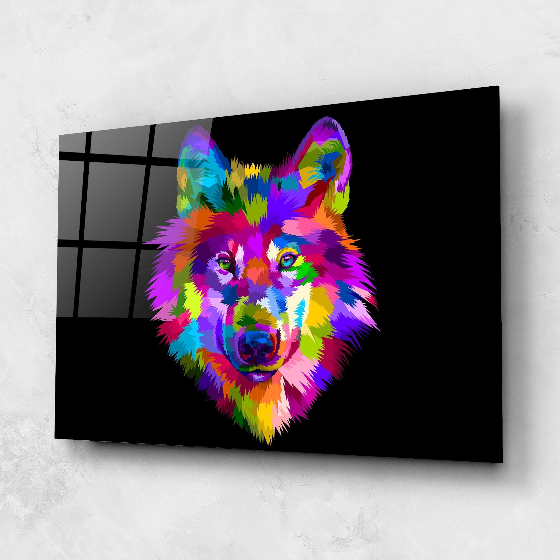 Tablou Sticla Color Mix Wolf mockup 1