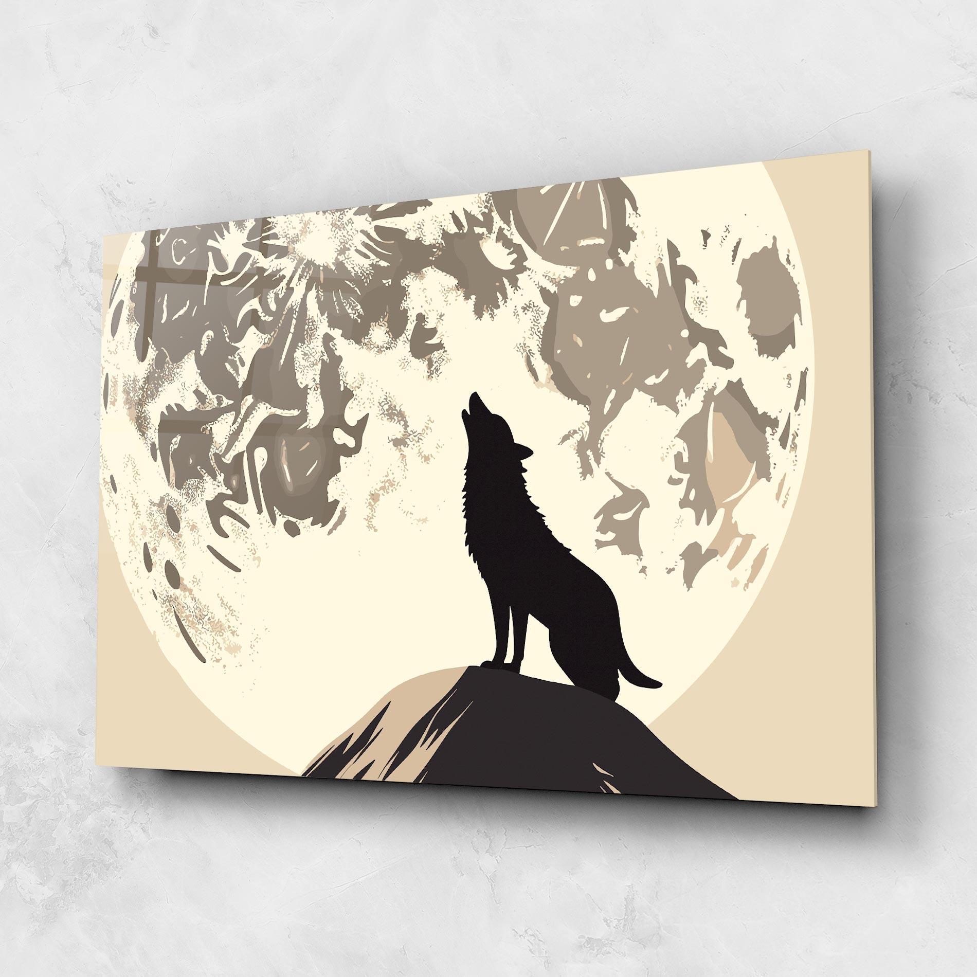 Tablou Sticla Cream Moon Wolf mockup 1