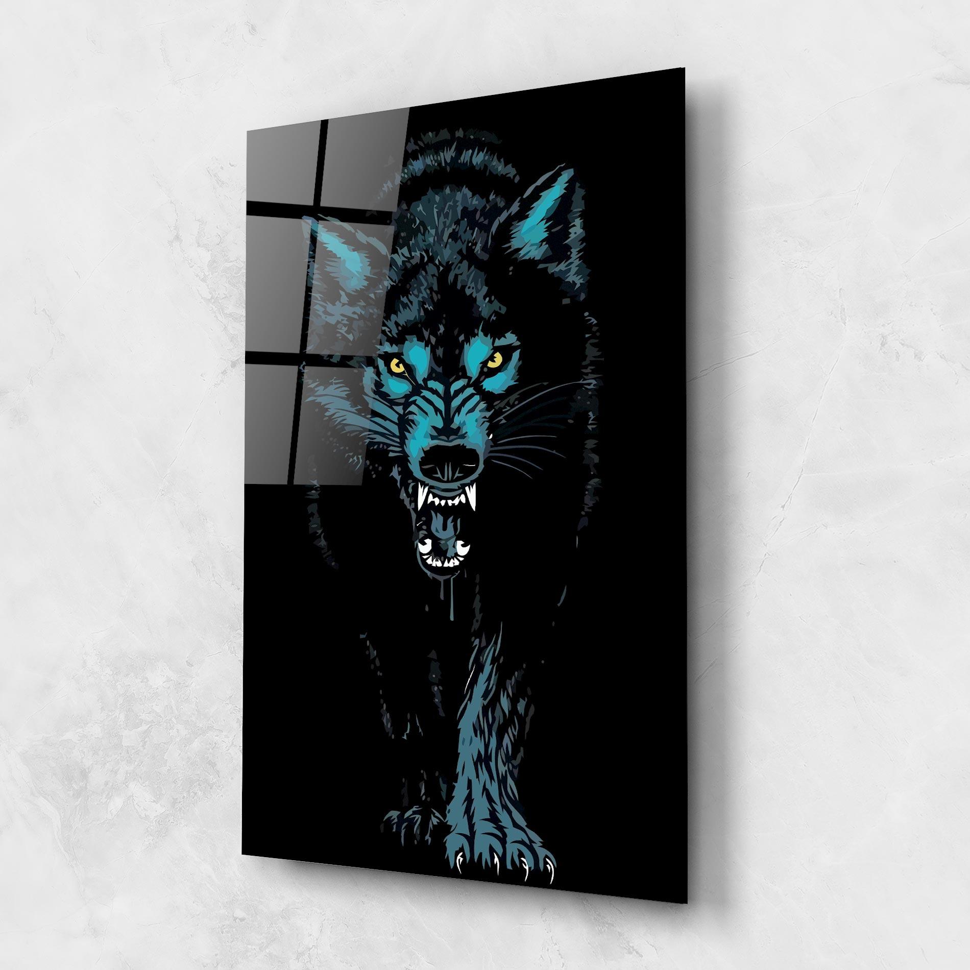 Tablou Sticla Blue Wolf mockup 1