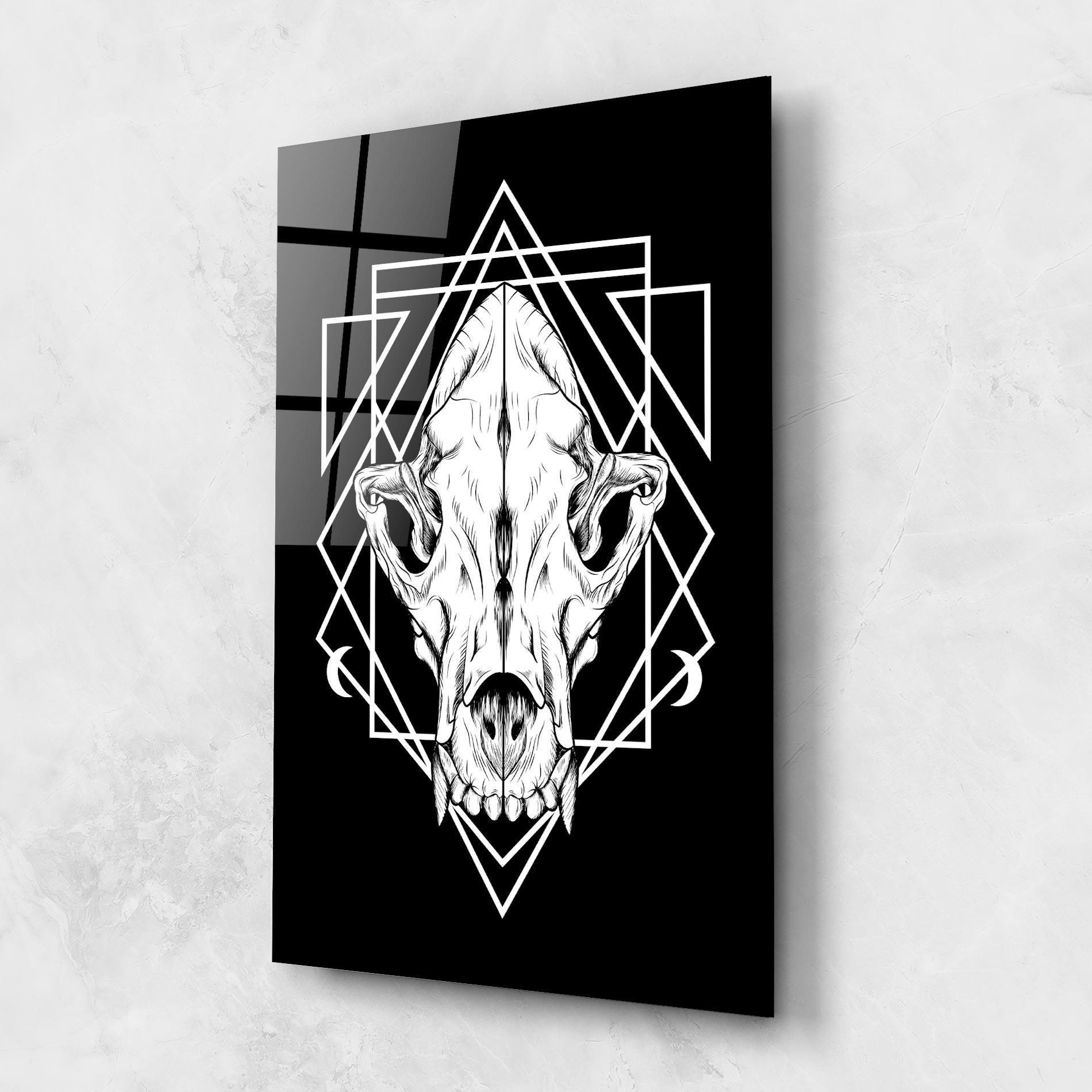 Tablou Sticla Dark Wolf Skull mockup 1