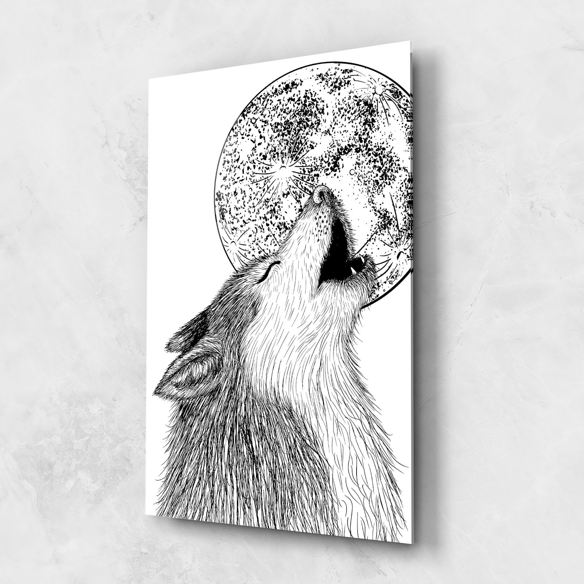 Tablou Sticla Pretty Moon Wolf mockup 1