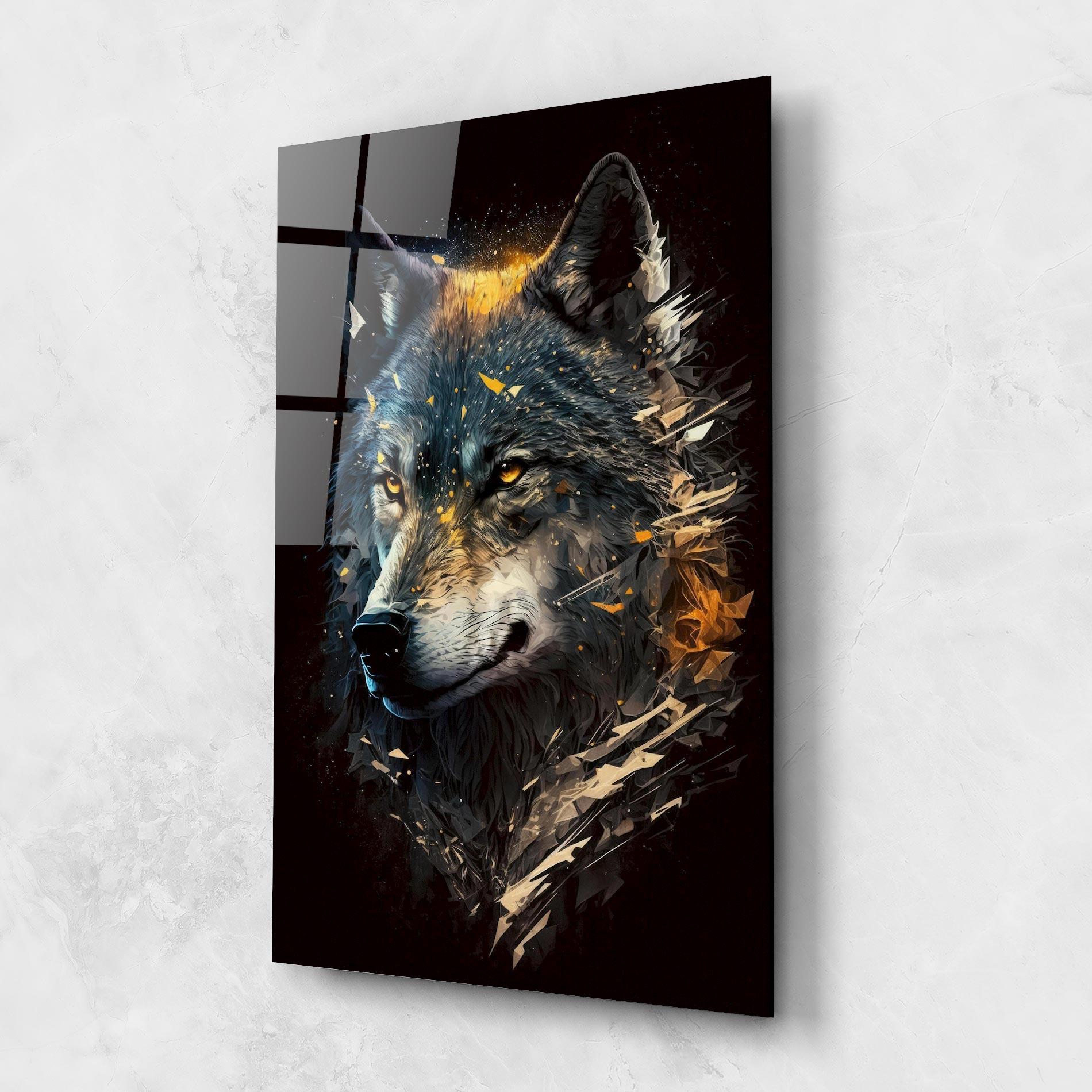 Tablou Sticla Wolf Portrait mockup 1