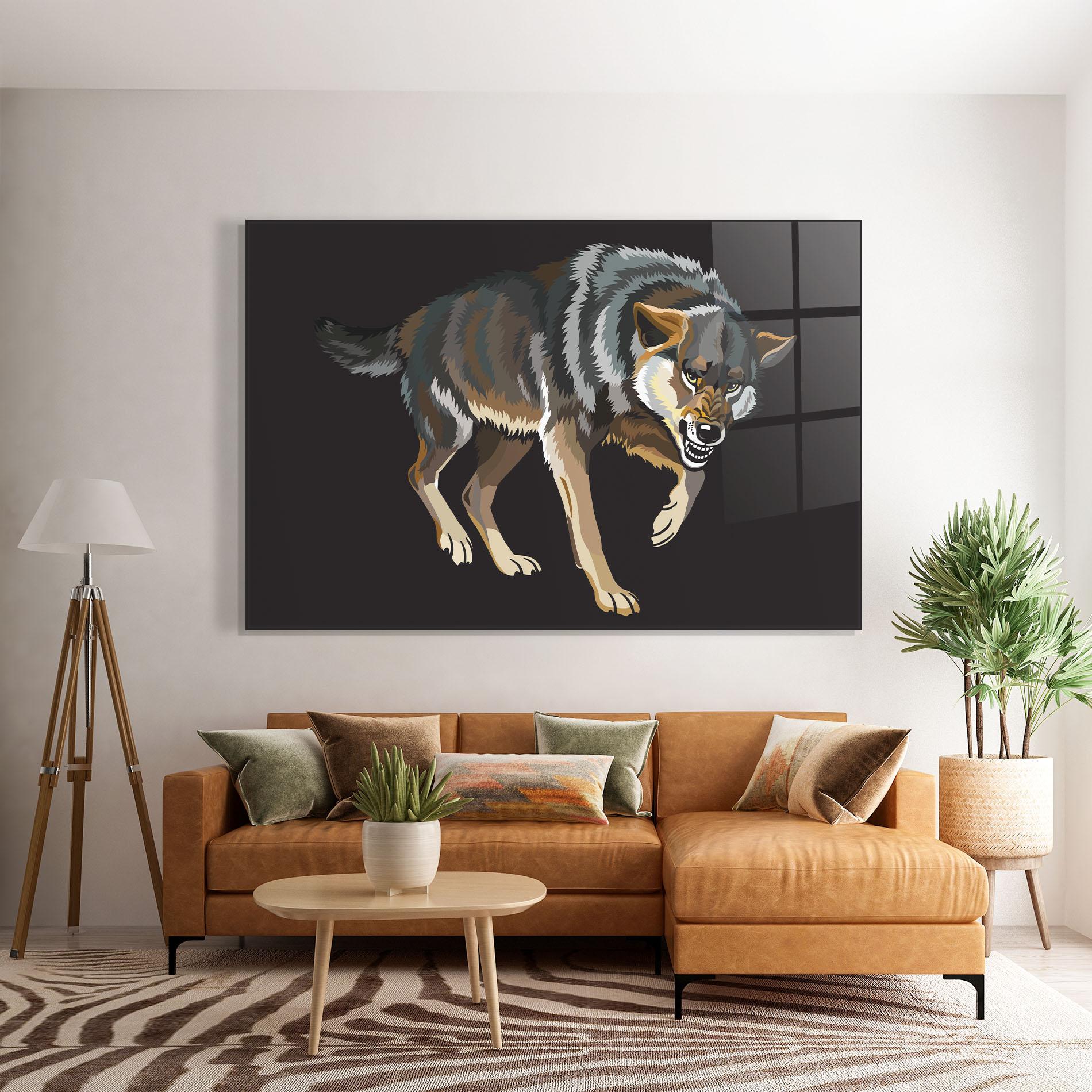 Tablou Sticla Angry Cartoon Wolf mockup 7