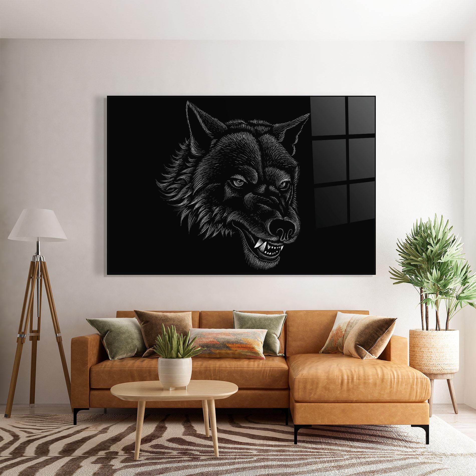 Tablou Sticla Angry Wolf Face mockup 7