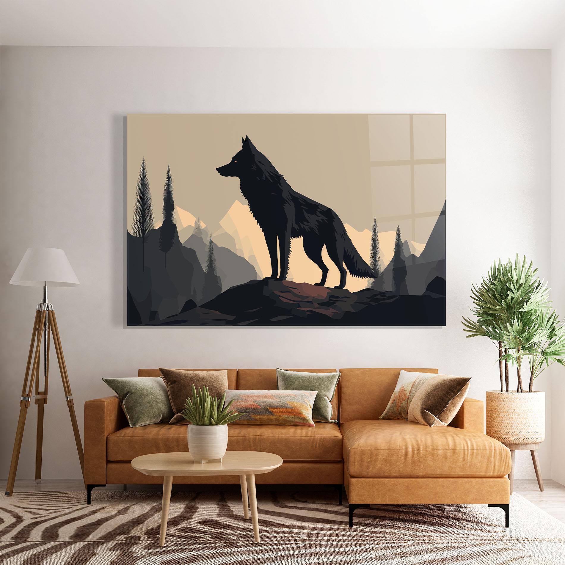 Tablou Sticla Black Wolf mockup 7