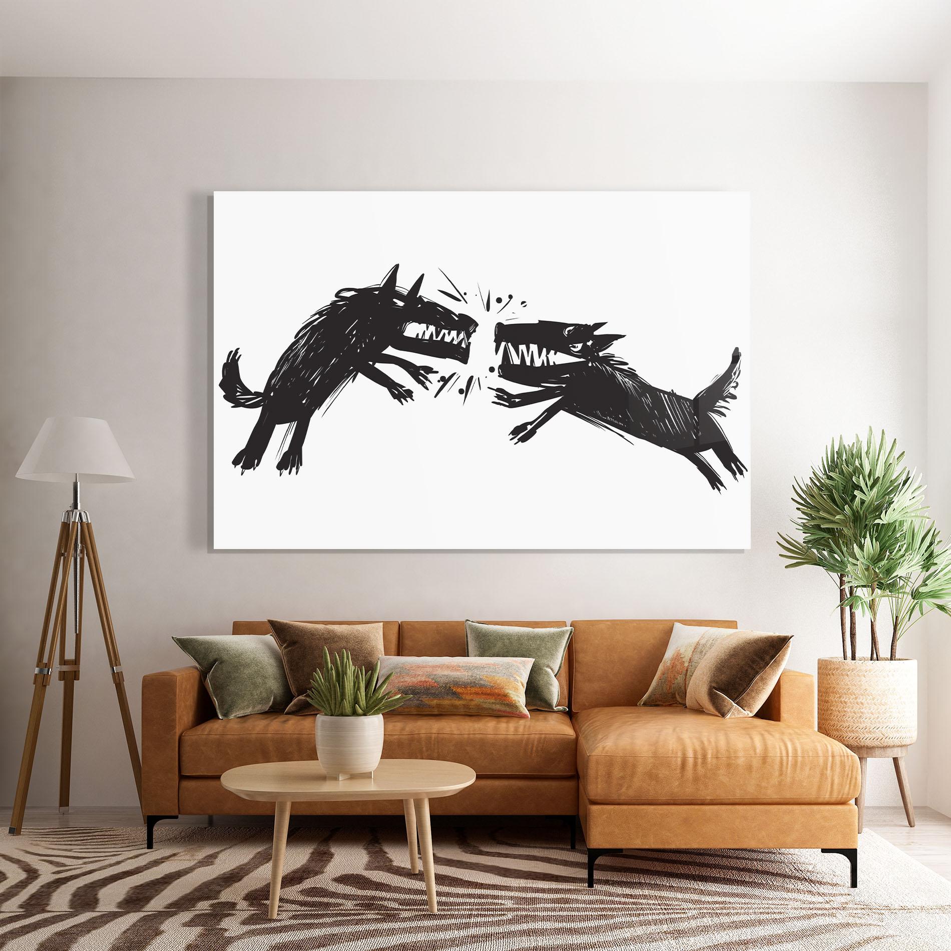 Tablou Sticla Black Wolves mockup 7