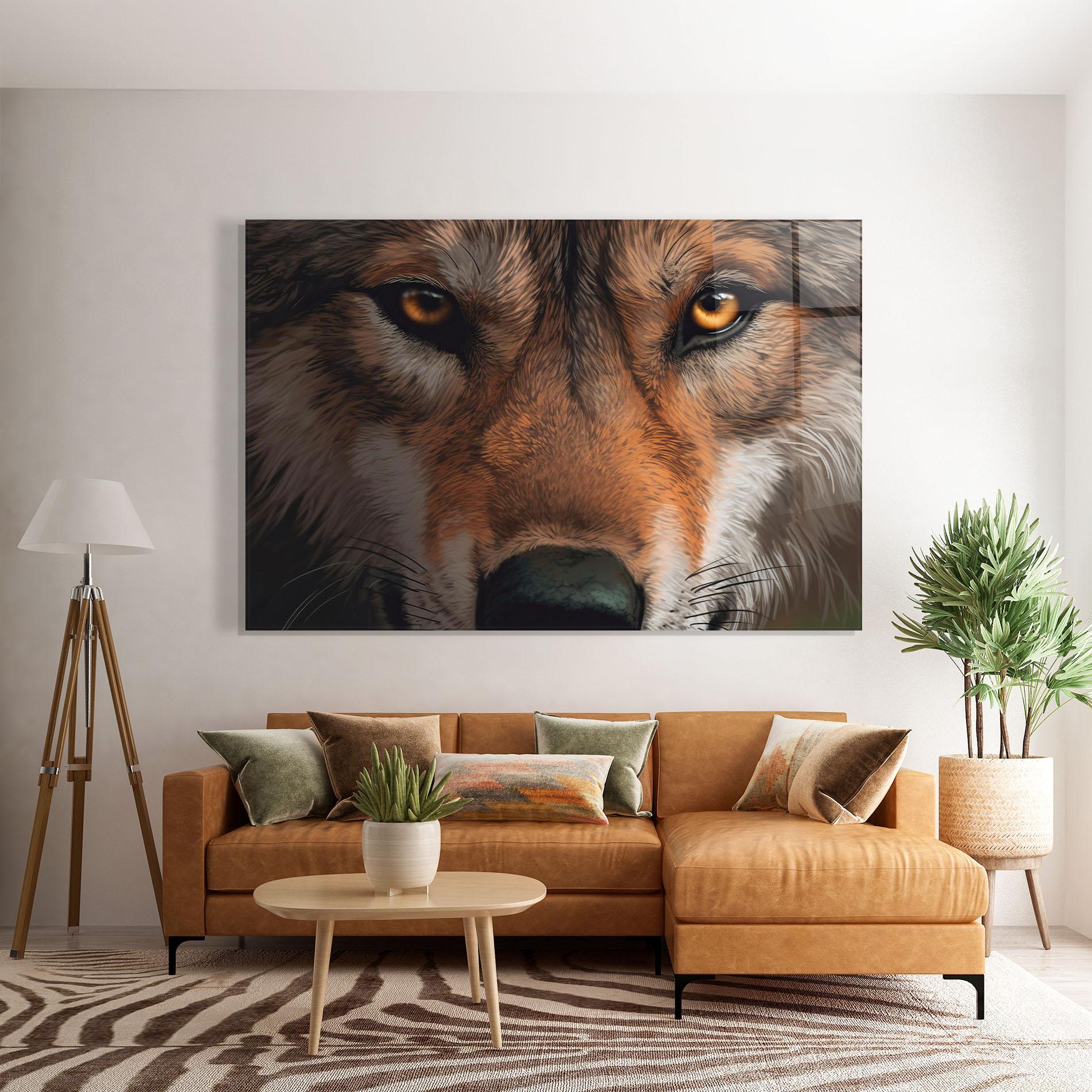 Tablou Sticla Close Up Wolf Eyes mockup 7