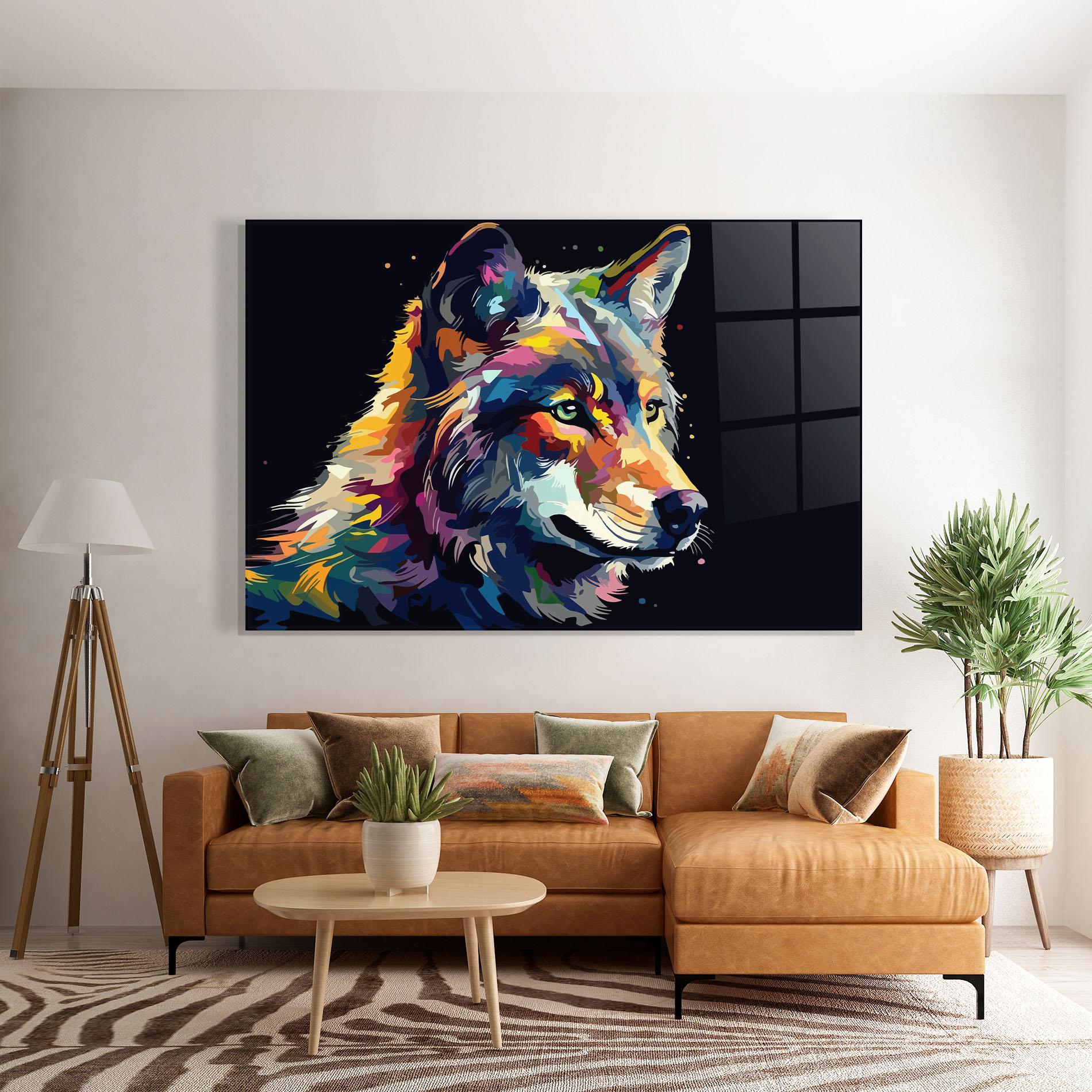 Tablou Sticla Painted Wolf mockup 7